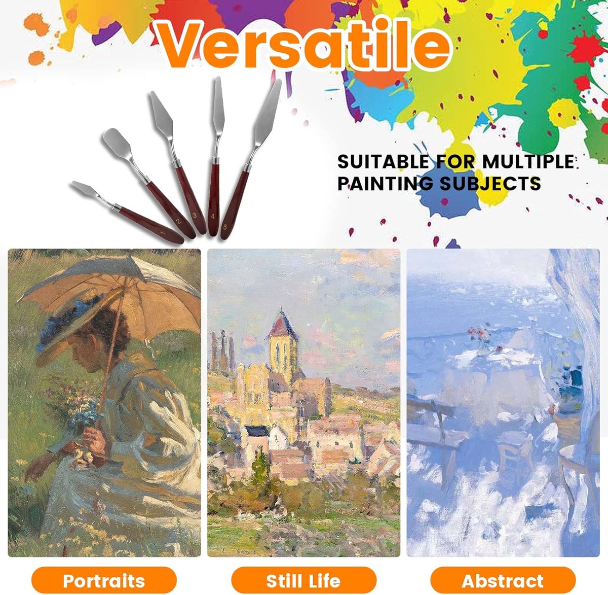 10PCS Palette Knives - Painting Palette Knives - Painter's Knives - Scraper Set - Palette Knife Set - Stainless Steel Painter's Knife Set - Painter's Knife Spatula Set Sets - Oil Paint Accessories Color Mixer for Oil, Canvas, Acrylic Painting - Image 6