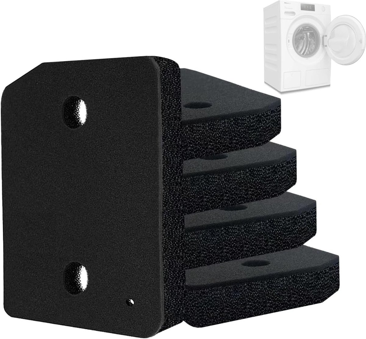pieces - Dryer Filter Sponge Filter - Dryer filters suitable for Miele T1 - Filter sponge foam - Filter - Dryer base filter - tumble dryer plinth filter - 210 x 155 mm - Black - Image 1