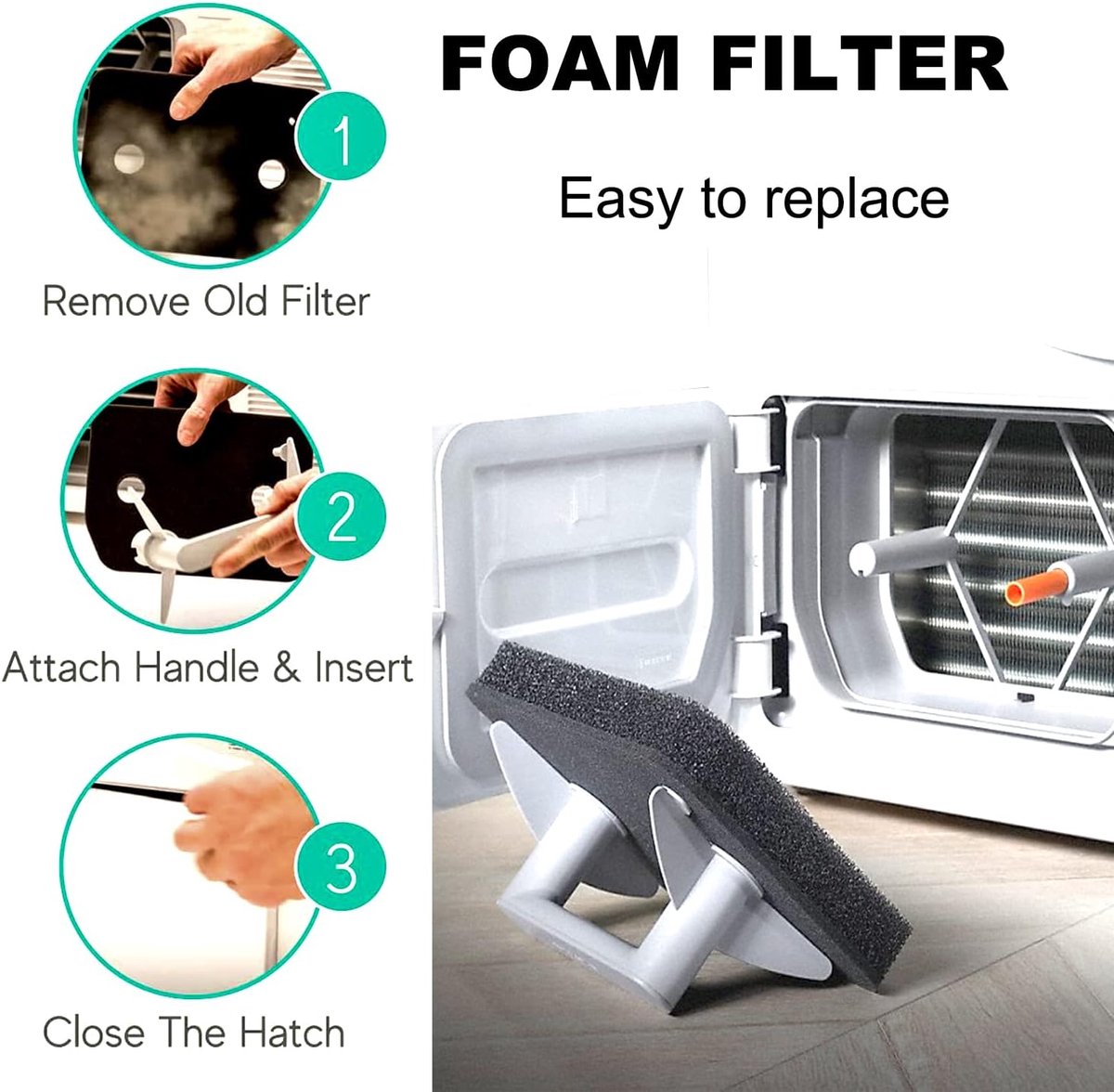 pieces - Dryer Filter Sponge Filter - Dryer filters suitable for Miele T1 - Filter sponge foam - Filter - Dryer base filter - tumble dryer plinth filter - 210 x 155 mm - Black - Image 5