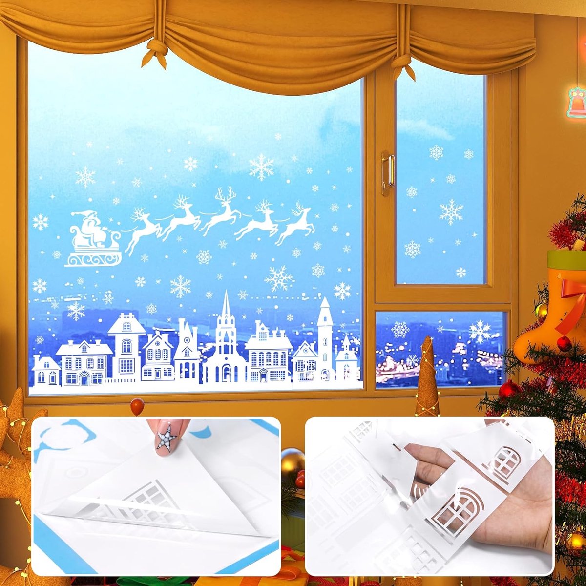 Christmas window stickers - 9 pieces - Window Decoration Stickers - Window Decoration Christmas - Christmas Decoration - Christmas Stickers - Window Stickers - Indoor Christmas Decoration - Reusable - Window Decoration - PVC - Christmas static window stic - Image 4