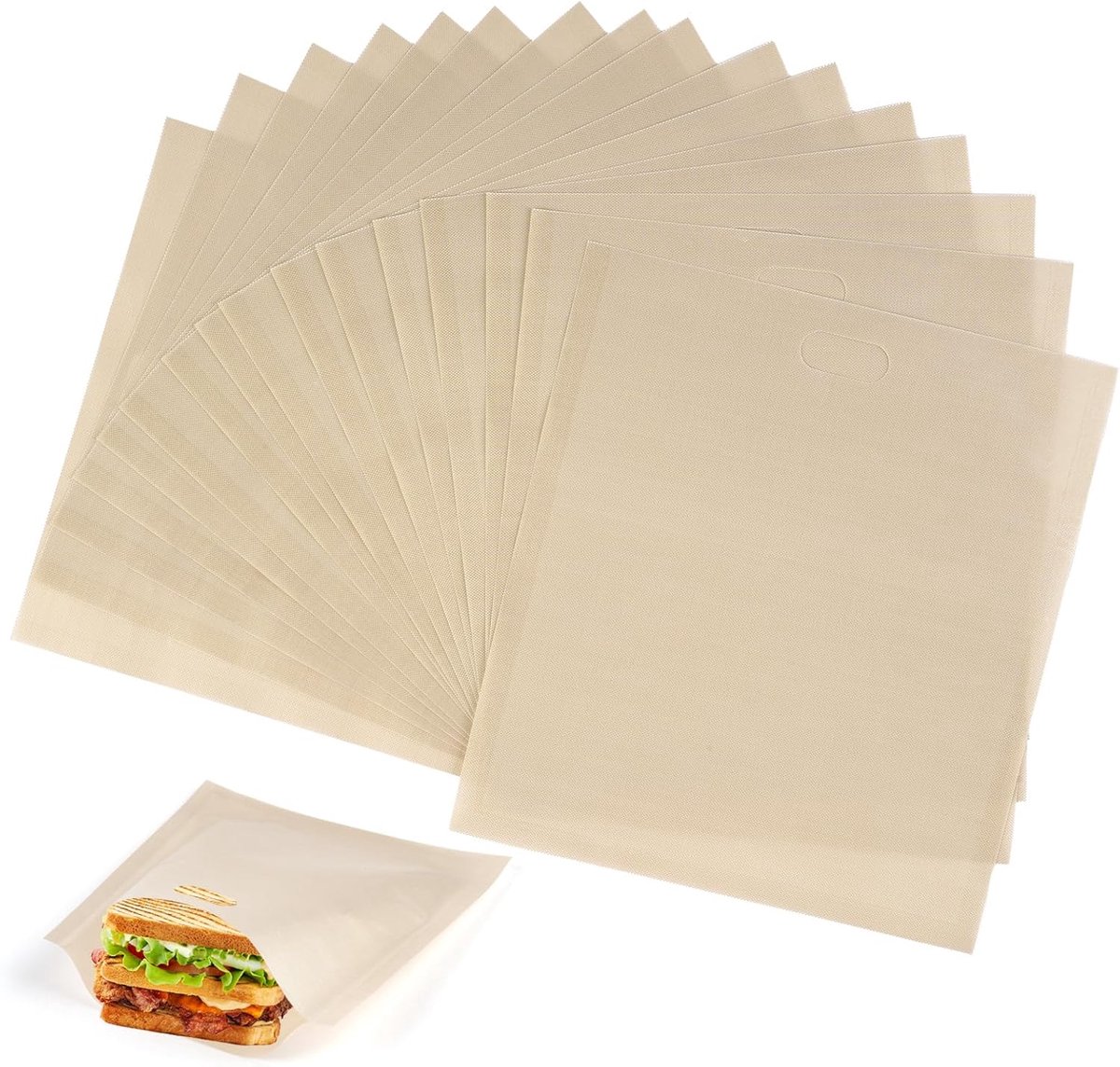 Sandwich Bag - 16 Pieces Sandwich Bags - Reusable Bread Bags - Food Storage Bread Bags - Breakfast Bag - Microwave Safe - Heat-Resistant Non-Stick Coating - For Toaster, Microwave - for Grill Cheese Sandwich Toast Panini Snacks - Image 1