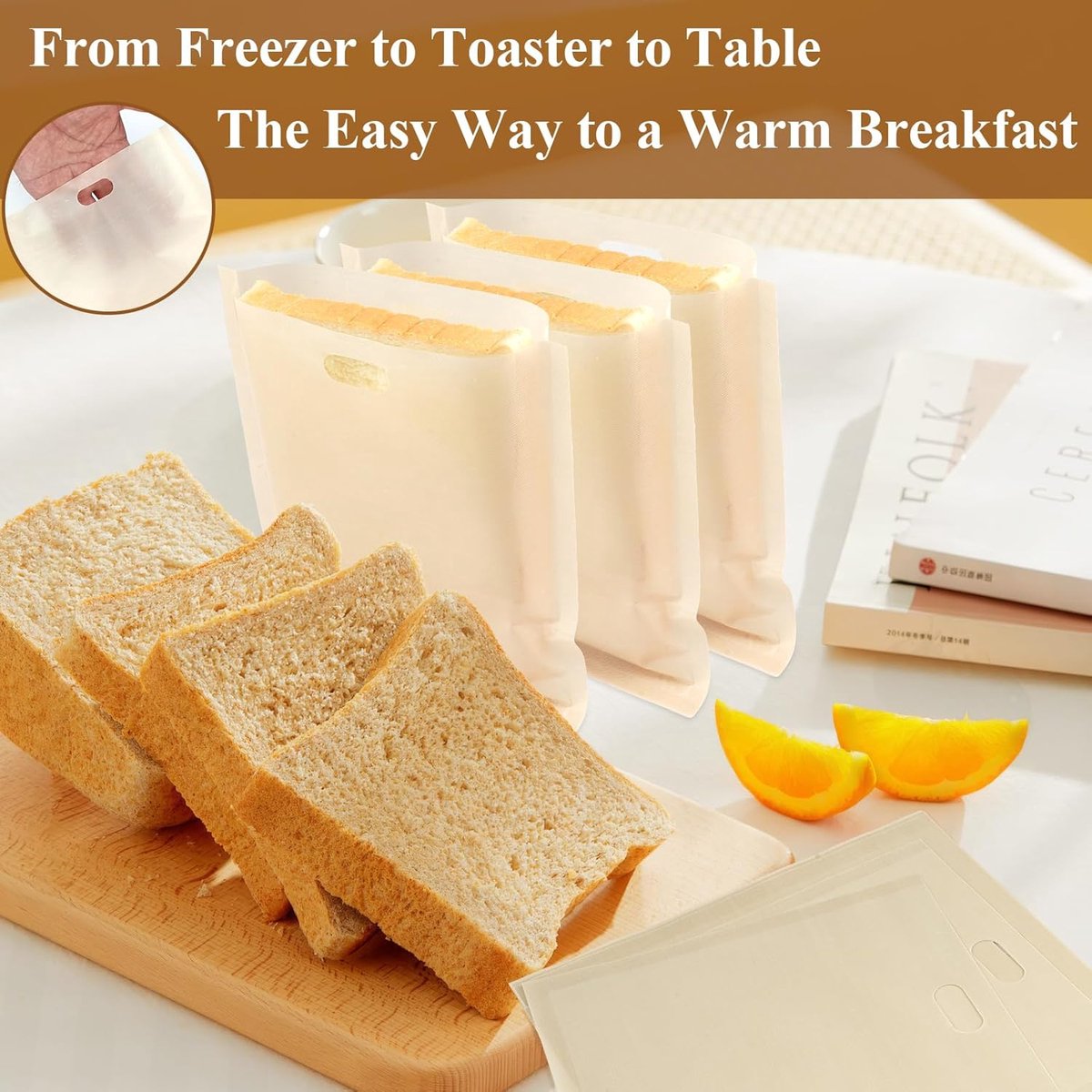 Sandwich Bag - 16 Pieces Sandwich Bags - Reusable Bread Bags - Food Storage Bread Bags - Breakfast Bag - Microwave Safe - Heat-Resistant Non-Stick Coating - For Toaster, Microwave - for Grill Cheese Sandwich Toast Panini Snacks - Image 4
