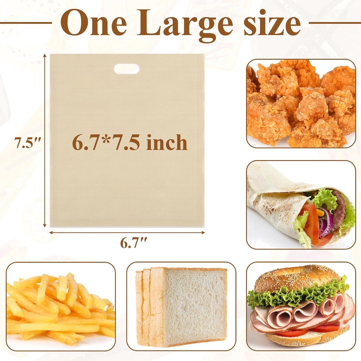 Sandwich Bag - 16 Pieces Sandwich Bags - Reusable Bread Bags - Food Storage Bread Bags - Breakfast Bag - Microwave Safe - Heat-Resistant Non-Stick Coating - For Toaster, Microwave - for Grill Cheese Sandwich Toast Panini Snacks - Image 6