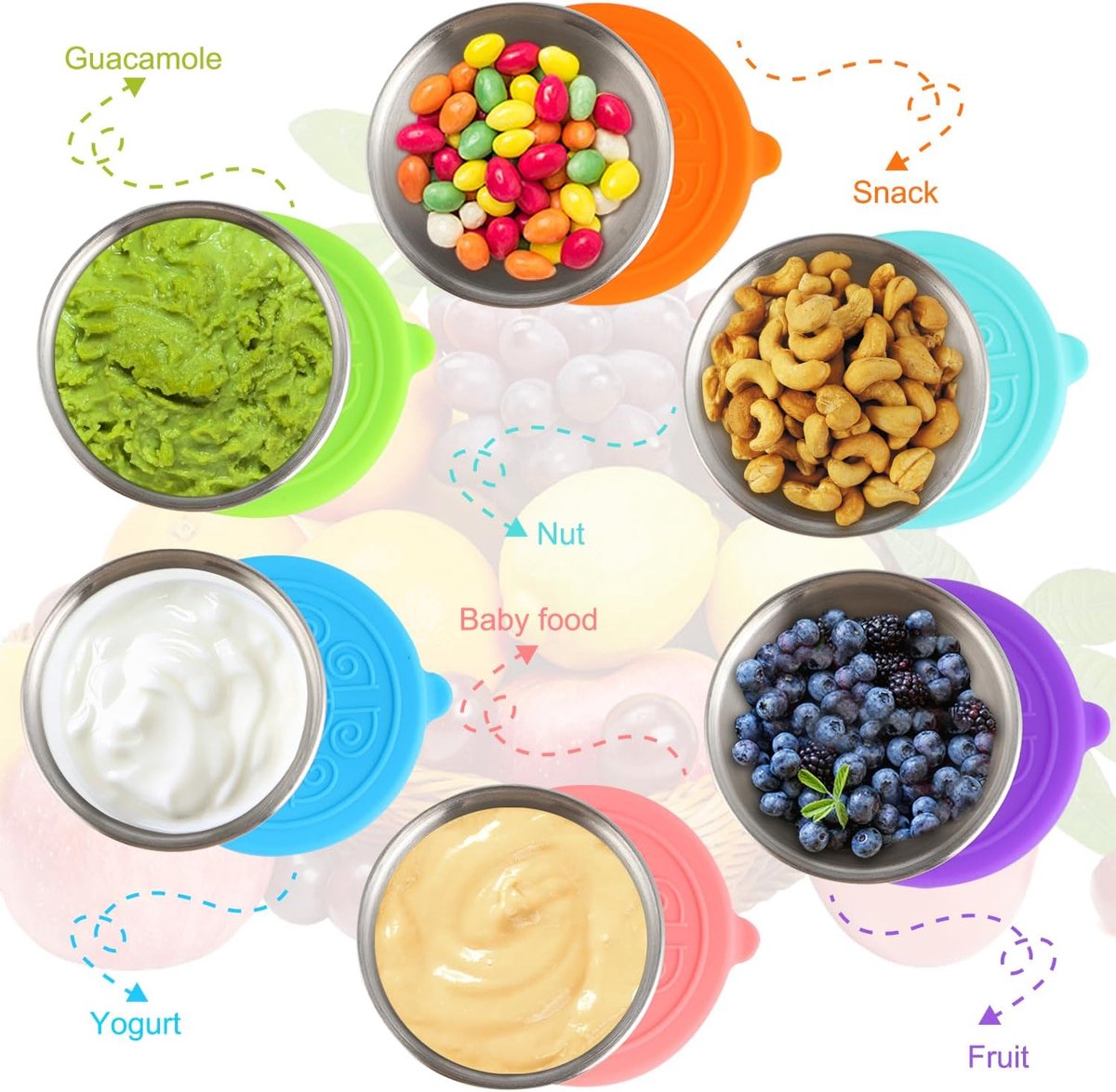 6 pieces - Dressing cups - Food storage containers - 40 ml - Sauce cup - salad dressing containers - food containers - stainless steel container - with silicone lids - leak-proof - reusable - for salads, processed foods - 5.5*5.5*2.5 cm - Image 6