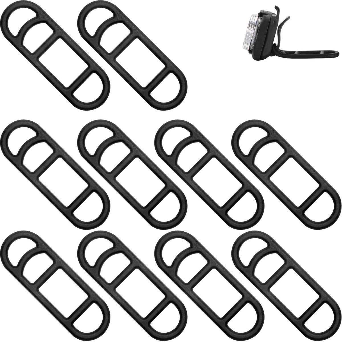 10 pieces - bicycle rubber bands - bicycle light holder - bicycle light strap - silicone strap - bicycle accessories - for bicycle headlights and taillights - for flashlight, mobile phones, speaker holder, handlebar sets - 7*2.5*3.8 cm - black - Image 1