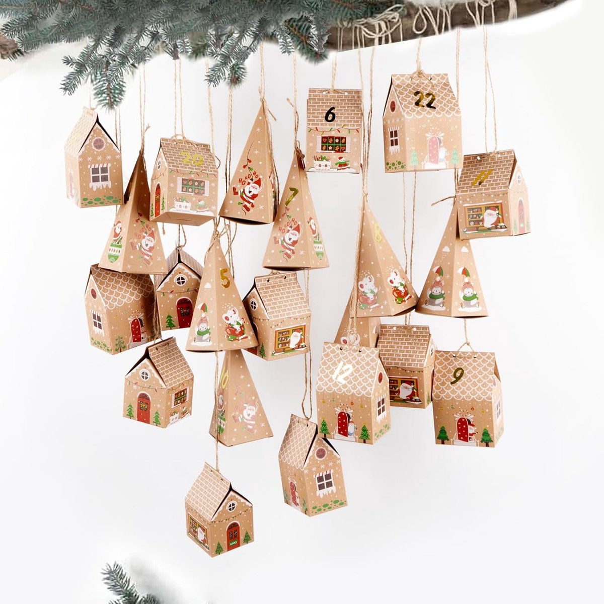 24 Pieces Advent Calendar Gift Boxes - Christmas Treat Boxes Gift Packaging - Triangular Advent Calendar Gift Boxes - Christmas - Number Stickers - DIY Advent Calendar - Party and Gift Box for Candy Gift Decorations - Image 2