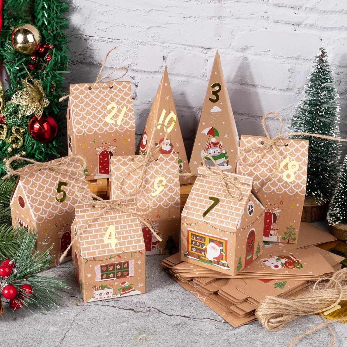 24 Pieces Advent Calendar Gift Boxes - Christmas Treat Boxes Gift Packaging - Triangular Advent Calendar Gift Boxes - Christmas - Number Stickers - DIY Advent Calendar - Party and Gift Box for Candy Gift Decorations - Image 4