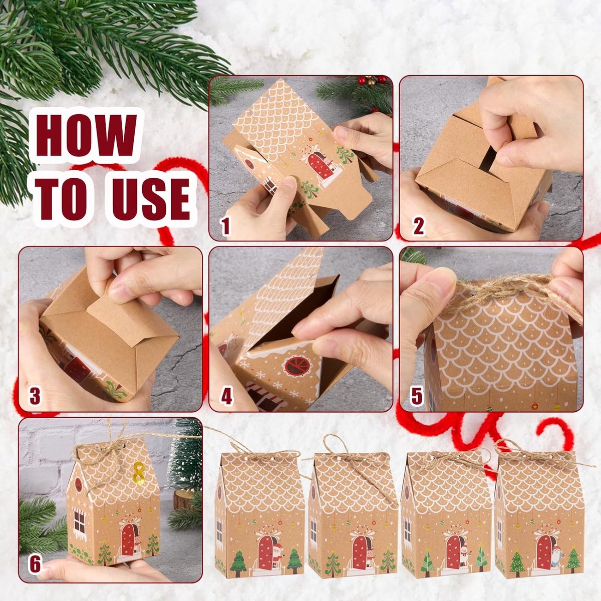 24 Pieces Advent Calendar Gift Boxes - Christmas Treat Boxes Gift Packaging - Triangular Advent Calendar Gift Boxes - Christmas - Number Stickers - DIY Advent Calendar - Party and Gift Box for Candy Gift Decorations - Image 5