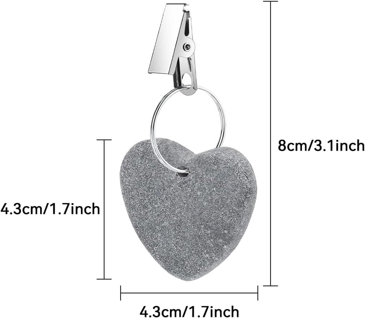 8-pack - Heart-shaped grey tablecloth weights with metal clip - Tablecloth stand and hanger stone - Image 3