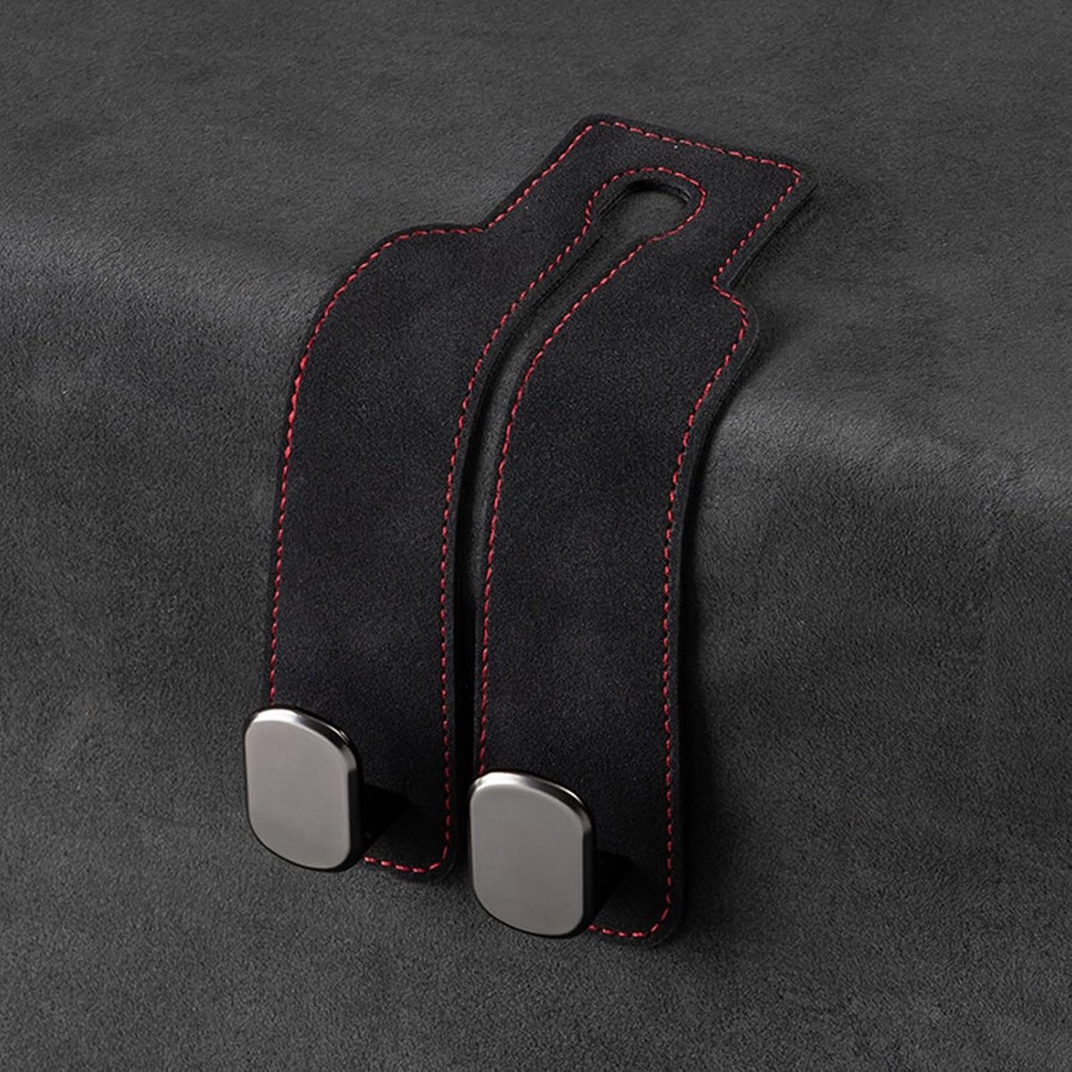 pieces - 17*4.5*8.5 cm - car headrest hooks - multifunctional leather car seat organizer - hook for the car backrest - car interior accessories - for bags, wallets, umbrellas - black - Image 4
