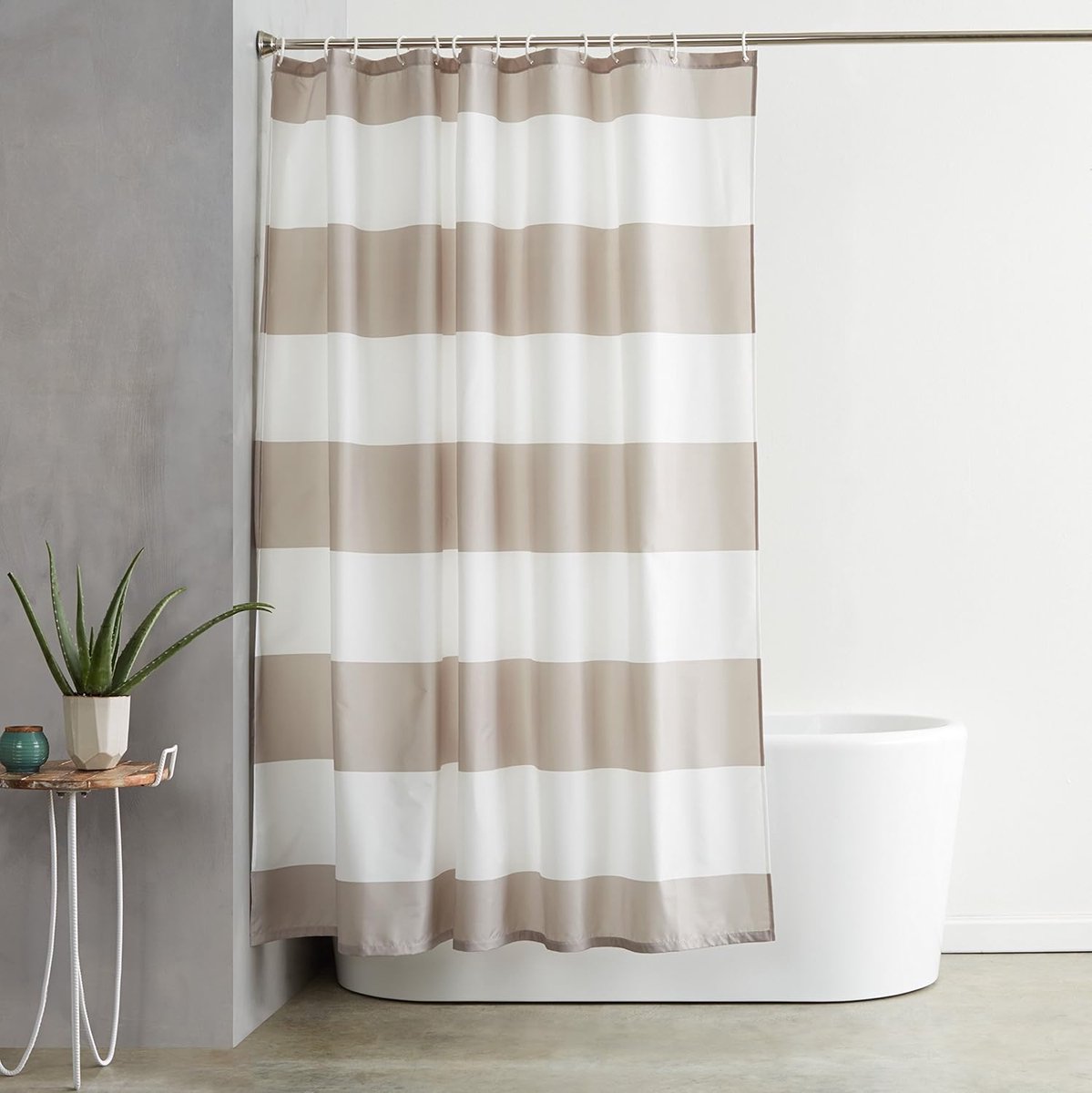 Shower curtain - Shower curtain for the bathroom - Anti-mold shower curtain - water-repellent material - with rings - machine washable - Bathroom accessories - 180*180 cm - brown - Image 2