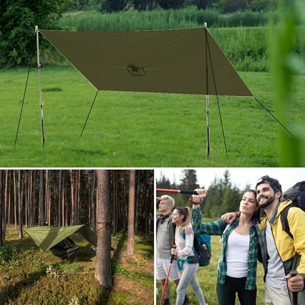 Poncho - Raincoat - 210*140cm - multifunctional waterproof rain poncho - Waterproof Rain Poncho - Cycling Poncho - reusable - raincoat with hood - rain poncho with chest pocket - with storage bag - for travel, hiking, camping, fishing - green - Image 6