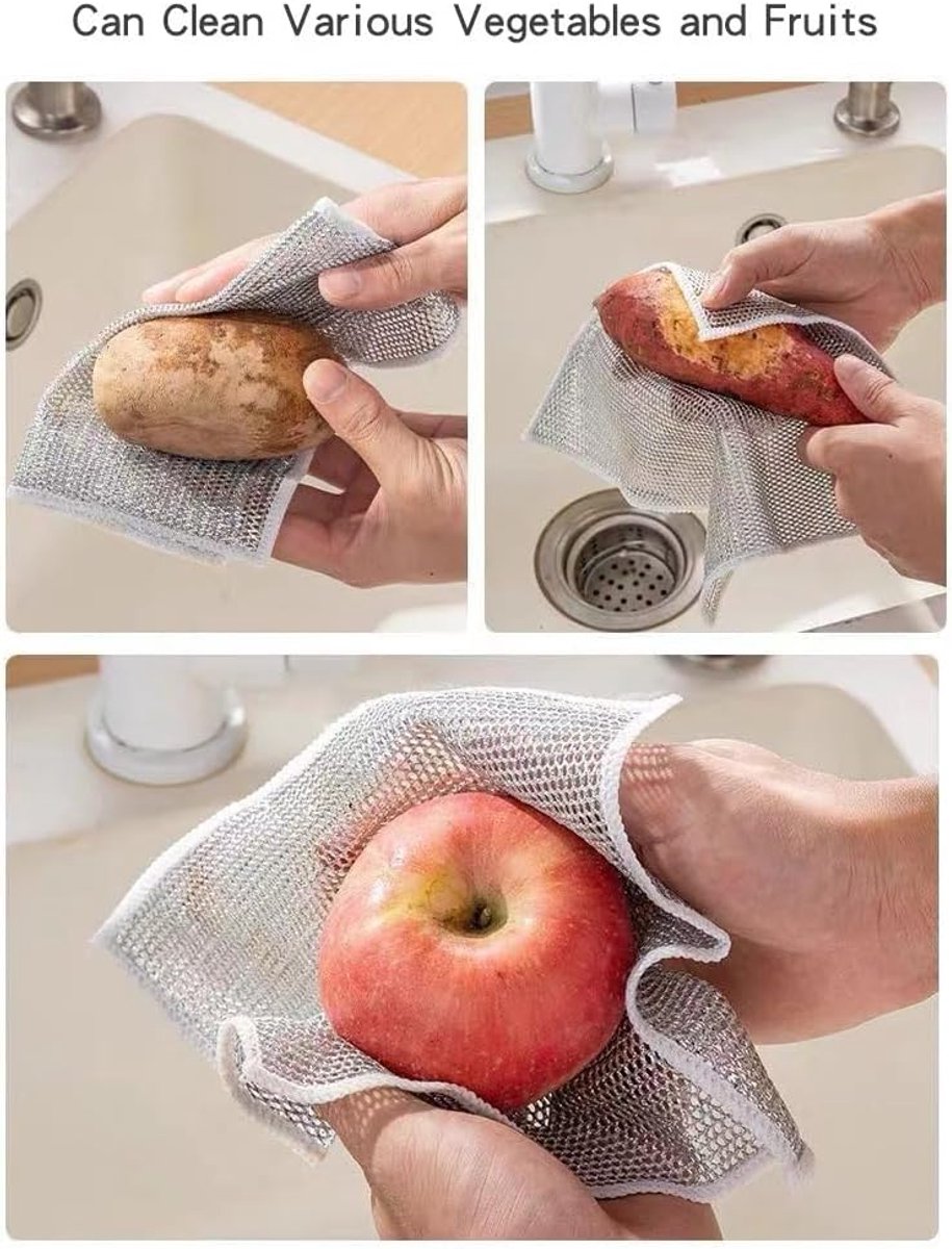 Multifunctional wire dishcloths (5 pieces) - Wire dishcloths - wire dishcloth - multifunctional anti-scratch dishcloths - Dishcloth - reusable anti-scratch - double-layer washable cleaning cloth - Window cloths - 20*20 cm - Image 3