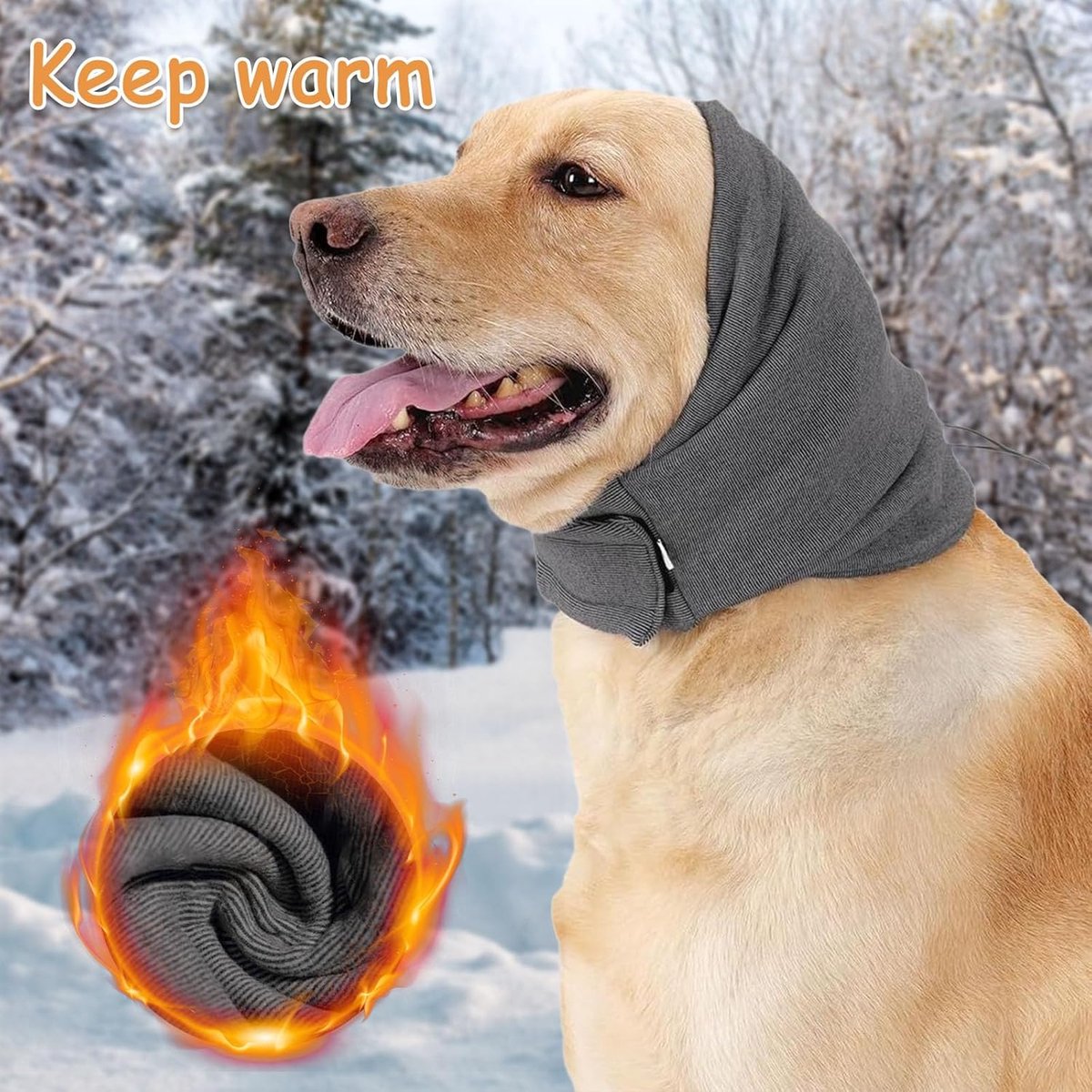 Dog Collar - Ear Muffs for Dogs - Dog Hat - Head Circumference 49-54 cm - Relief from Snoring Anxiety - with Adjustable Velcro Fastening - Noise-Dampening Headwear - 23*16*3 cm - Grey - Image 3