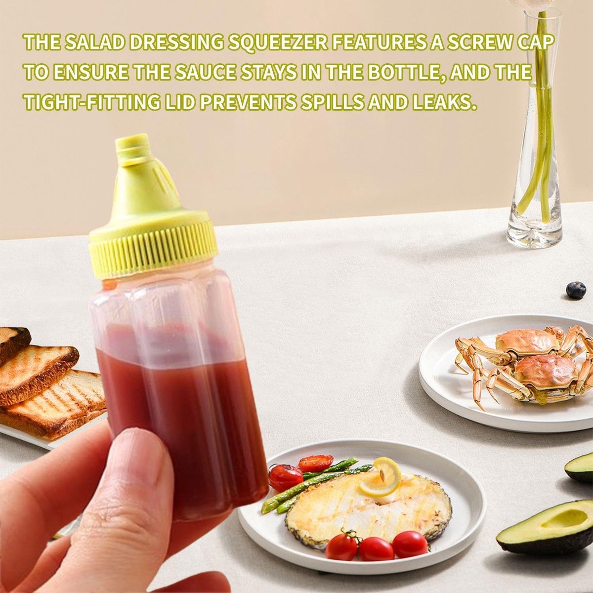 12 pieces - 3.2*3.2*8 cm - sauce bottles - portable sauce bottles - mini sauce bottles - squeeze bottle - ketchup bottle - salad dressing bottle - leak-proof plastic sauce bottles - squeezable sauce containers - kitchen supplies - grey, red, yellow, green - Image 2