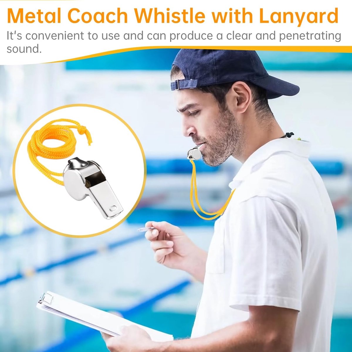 24 pieces - Whistles - Coach Whistle - Outdoor Whistle - Stainless Steel Whistles - Football Referee Whistle - Whistle with Lanyard - Outdoor Accessories - For Emergencies, Sports Training, Referee - Silver - 4*2*1.5 cm - Image 2