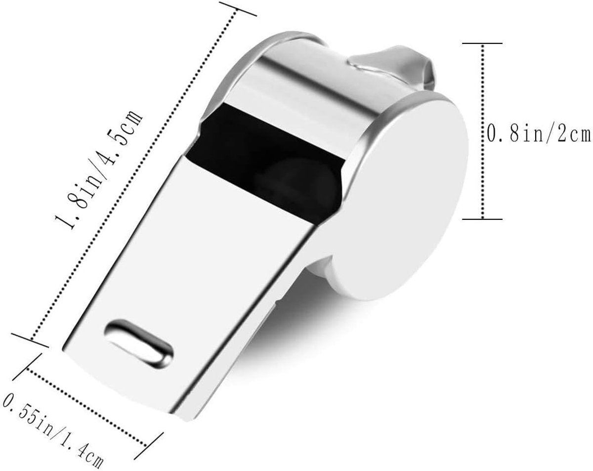 24 pieces - Whistles - Coach Whistle - Outdoor Whistle - Stainless Steel Whistles - Football Referee Whistle - Whistle with Lanyard - Outdoor Accessories - For Emergencies, Sports Training, Referee - Silver - 4*2*1.5 cm - Image 5