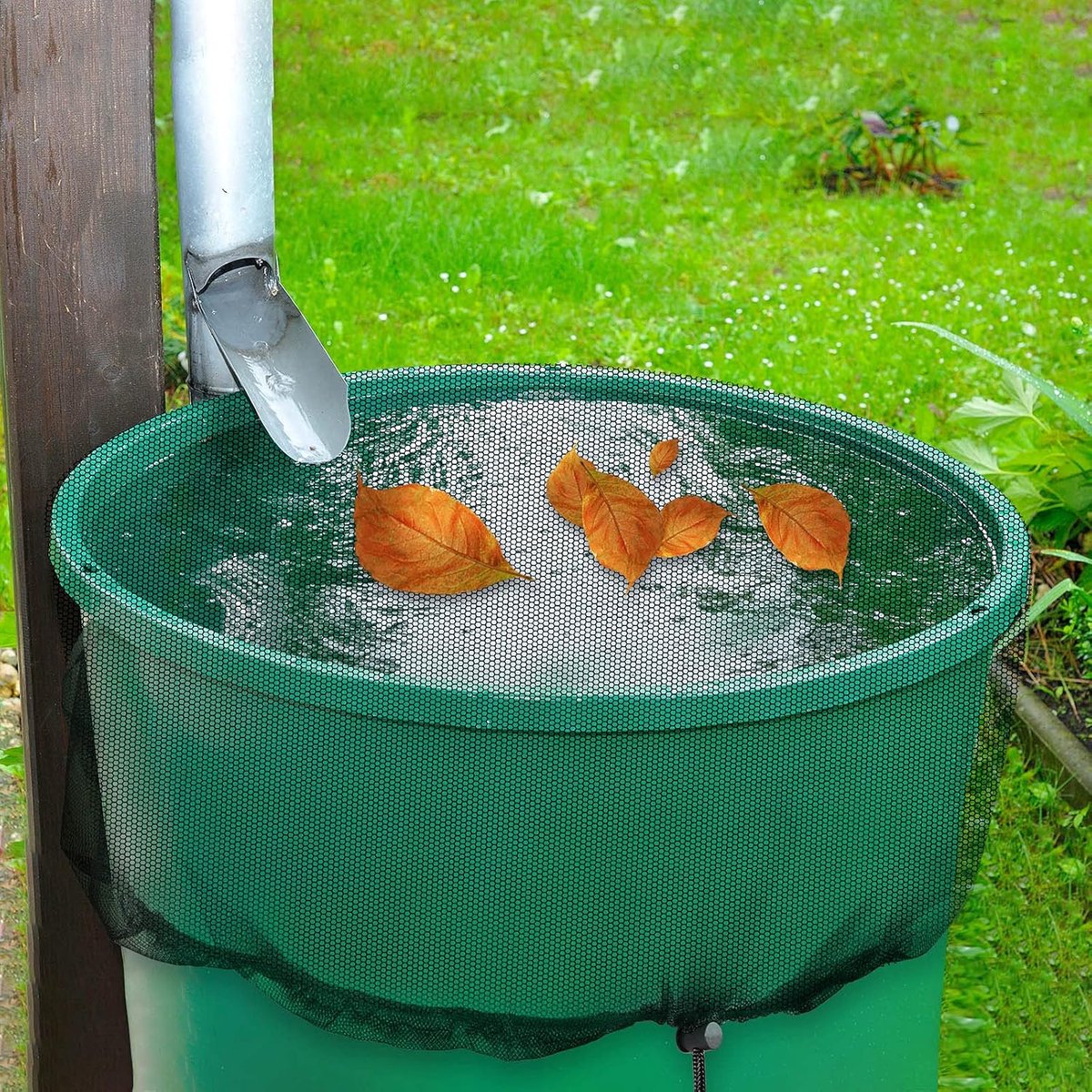 3 pieces - rain barrel cover - Rain barrel net - Protective cover for tank harvesting tools - With drawstring - Universal lid - Keeps dirt out of the rain barrel - for garden and camping, anti-rotation, anti-mosquito - 37.4 inches - Black - Image 2