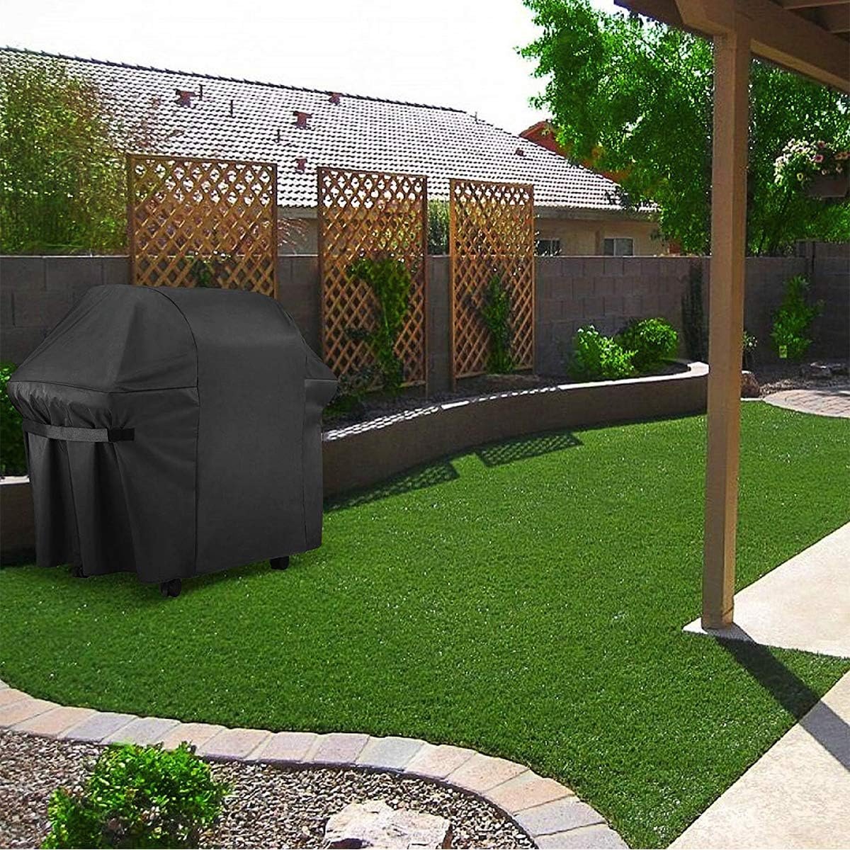 BBQ Cover 420D Oxford Fabric Barbecue Protective Tarpaulin Shockproof UV-Resistant and Waterproof (152 x 76 x 121 cm) - Image 2