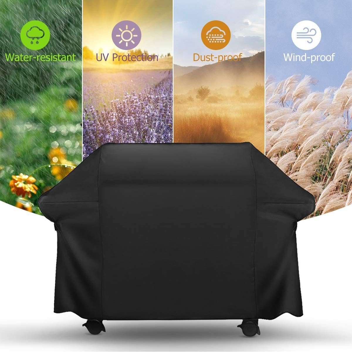 BBQ Cover 420D Oxford Fabric Barbecue Protective Tarpaulin Shockproof UV-Resistant and Waterproof (152 x 76 x 121 cm) - Image 3
