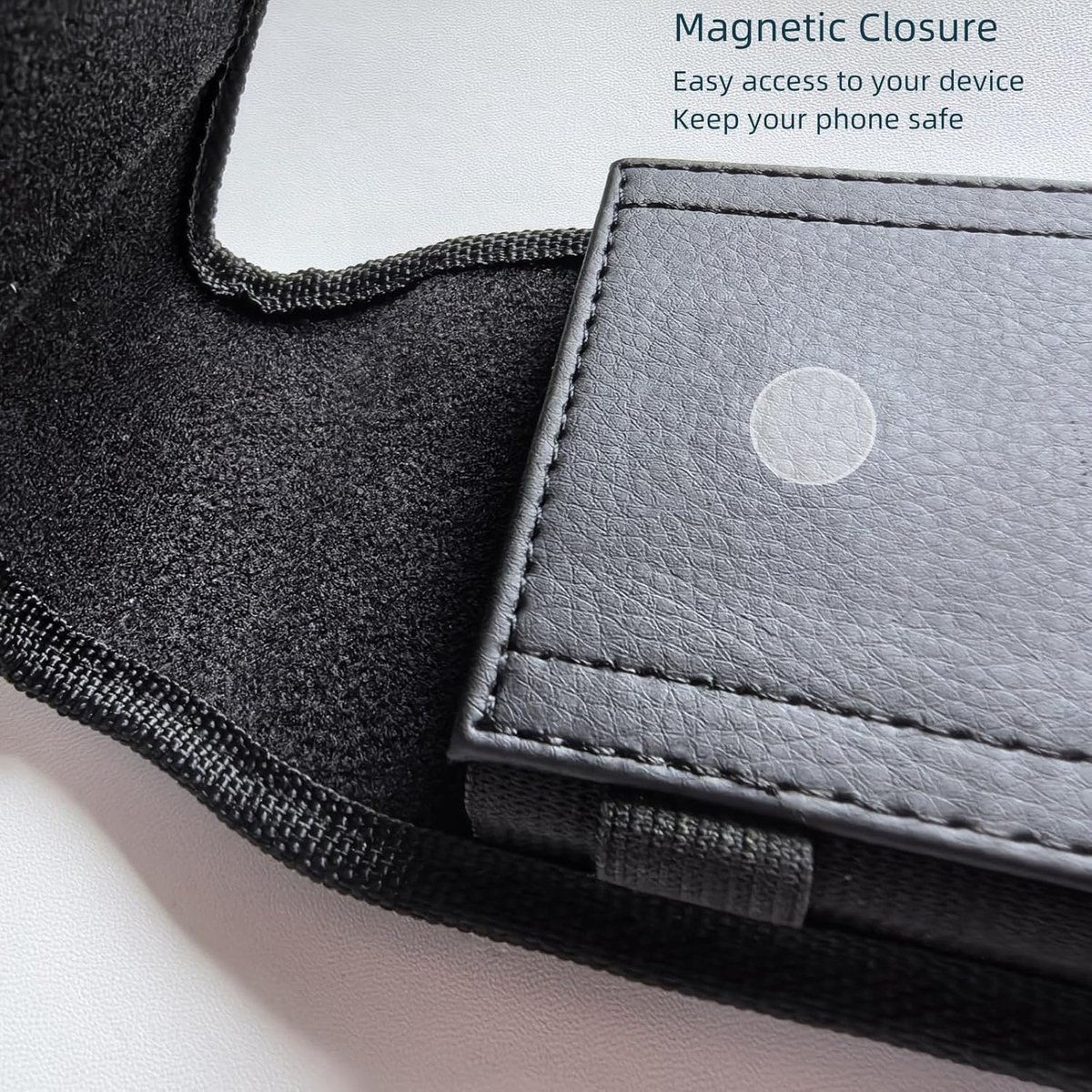 1 piece - 16.3*1.8*8.3 cm - Phone Bag - Phone Holster Bag - Waist Bag - Phone Holder for Belt Clip - Vertical Clip Holster - Men's Belt Phone Holder - Belt Clip - for 6.2-6.5 inch mobile phones - black - Image 4