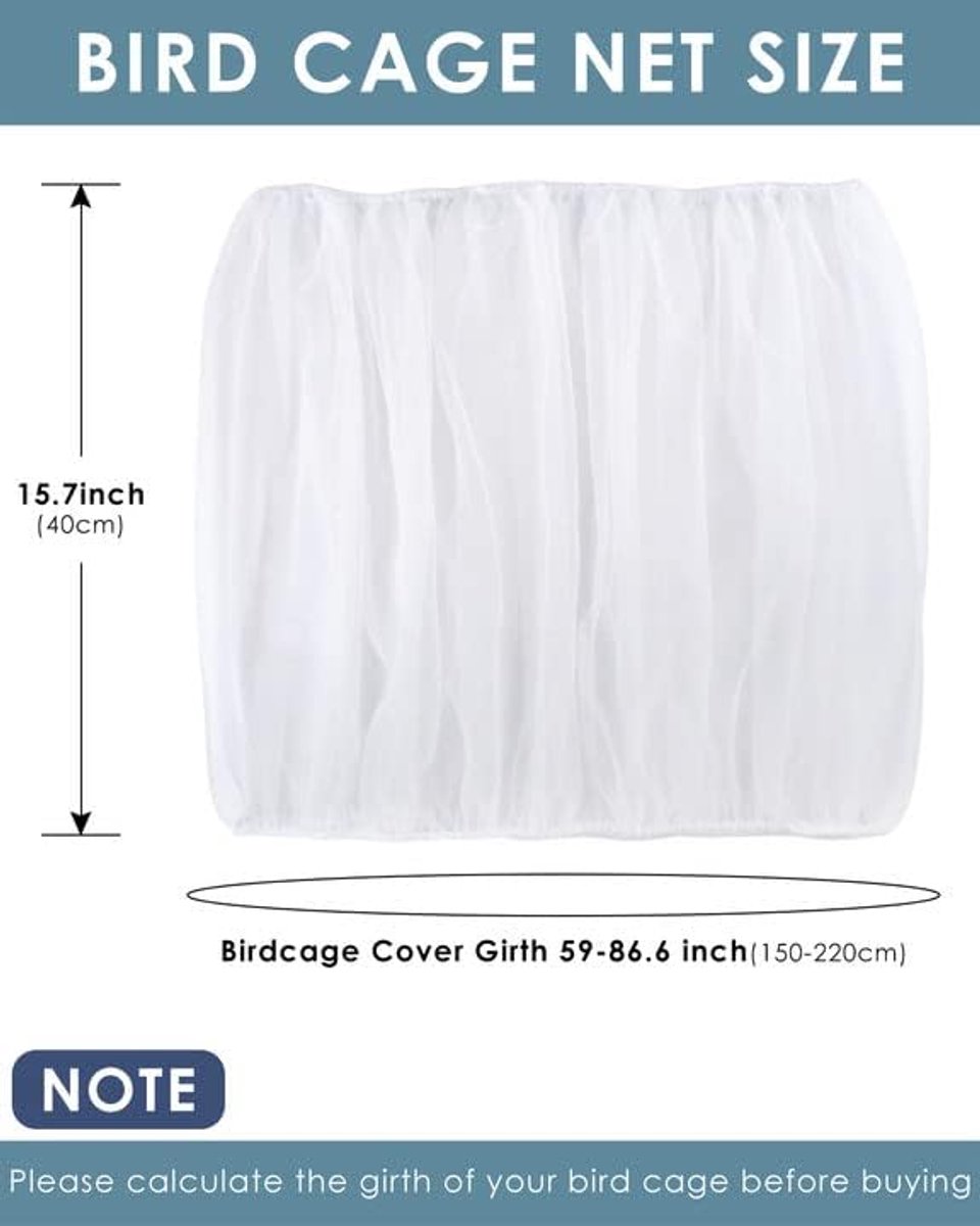 Birdcage Mesh Cover - Universal Birdcage Cover - Birdcage Splash Guard - Seed Catcher - Dust Cover for Birdcage - Birdcage Cover Skirt - Dustproof Mesh Cover - Dust Cover - Net - Birdcage Accessories - 40*150-220 cm - White - Image 2
