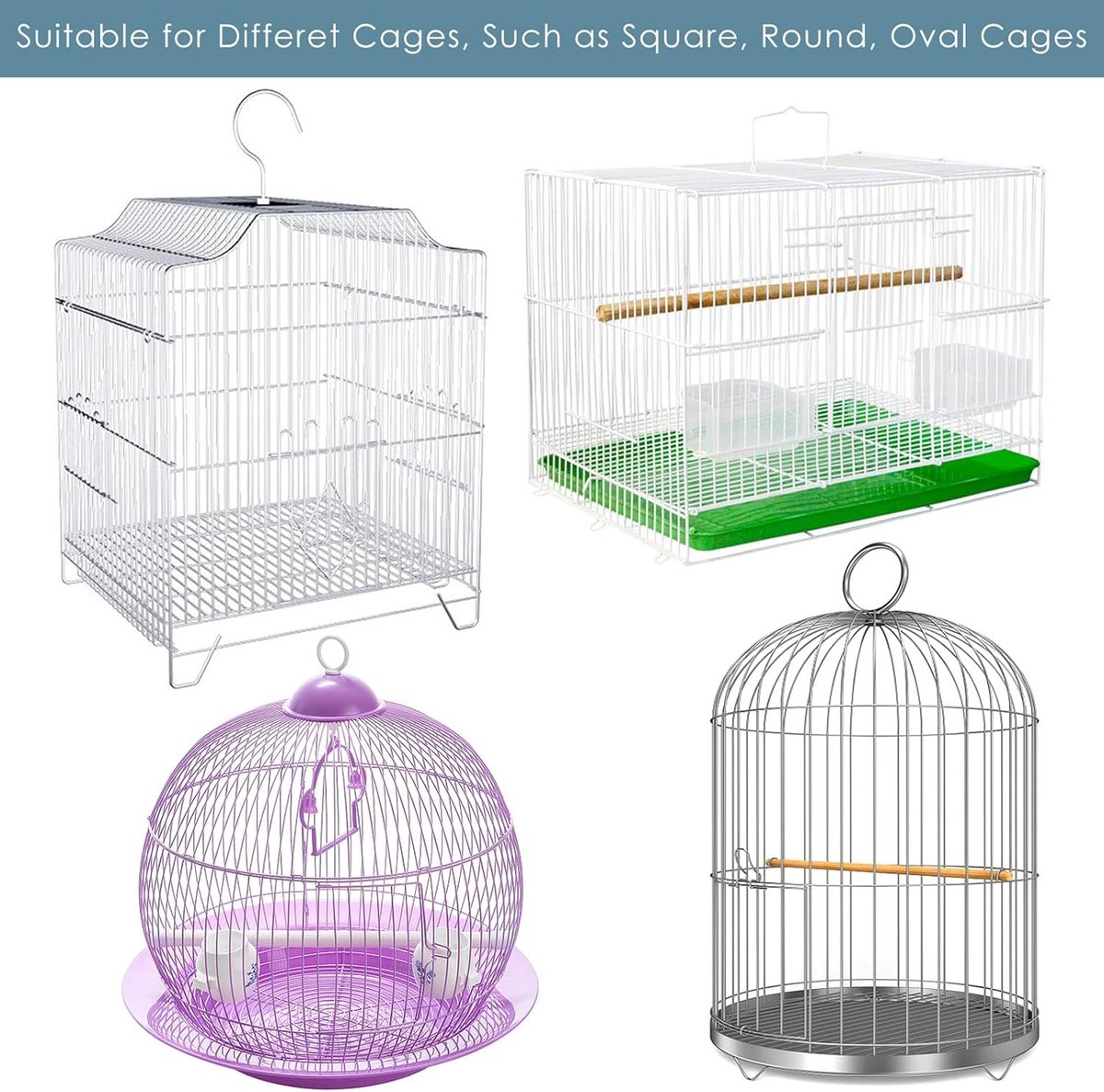 Birdcage Mesh Cover - Universal Birdcage Cover - Birdcage Splash Guard - Seed Catcher - Dust Cover for Birdcage - Birdcage Cover Skirt - Dustproof Mesh Cover - Dust Cover - Net - Birdcage Accessories - 40*150-220 cm - White - Image 3