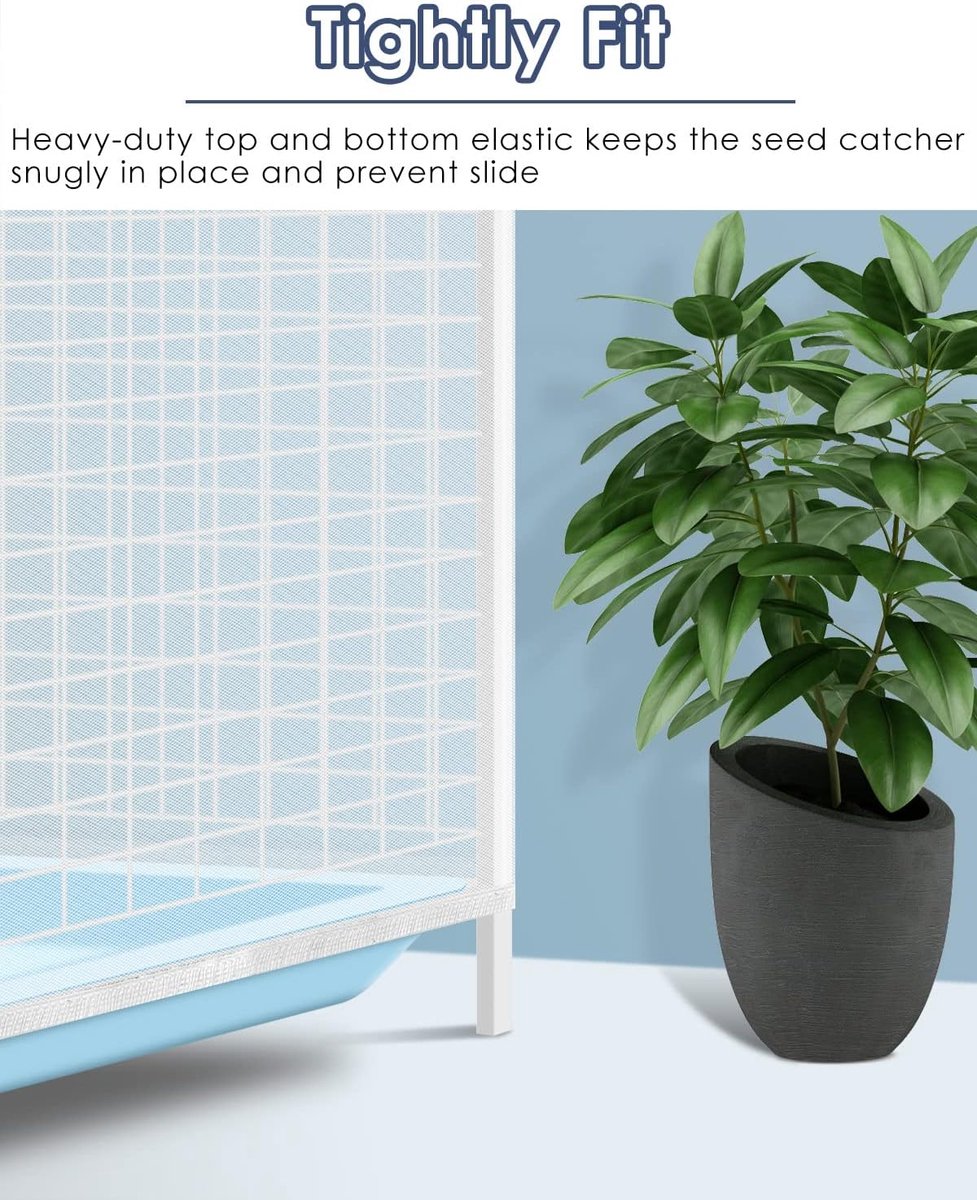 Birdcage Mesh Cover - Universal Birdcage Cover - Birdcage Splash Guard - Seed Catcher - Dust Cover for Birdcage - Birdcage Cover Skirt - Dustproof Mesh Cover - Dust Cover - Net - Birdcage Accessories - 40*150-220 cm - White - Image 6