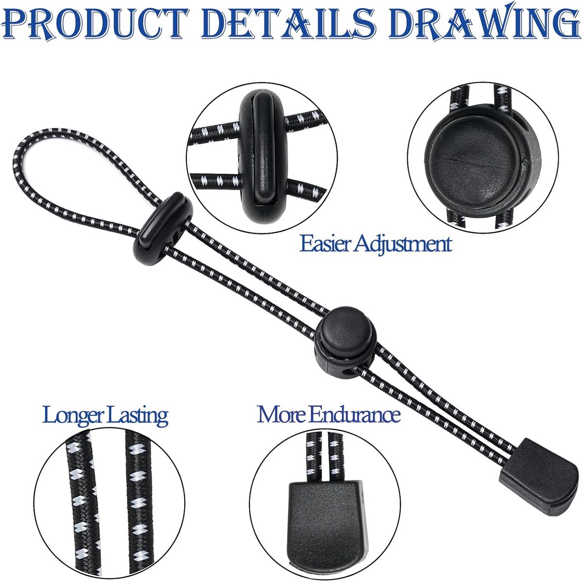 Backpack - trekking pole holders - straps - elastic cord - hiking cord - pole attachment buckle - adjustable trekking poles - for camping, hiking, mountaineering, tactical bag accessories - 10 pieces - Image 2