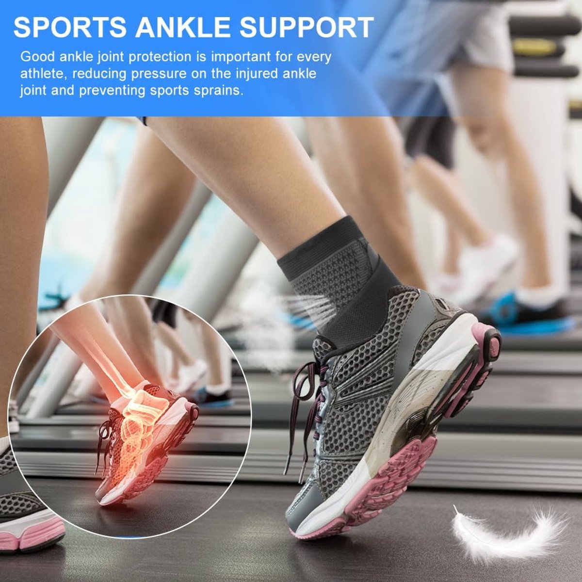 pair - Ankle brace - Ankle support - Ankle bandage - Foot brace - Upper neck circumference 26 cm - for damaged ligaments and sprained ankle - support strap for heel pain with plantar fasciitis - relief of heel pain - Unisex - XL - black - Image 5