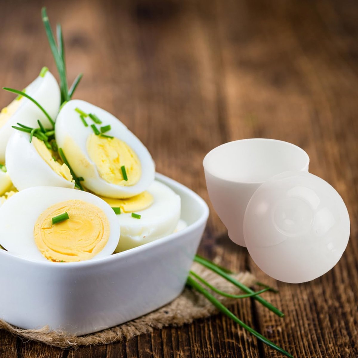 4 pieces - microwave egg cooker - egg cooker - making non-stick eggs and scrambled eggs - for instant breakfast - PP plastic steam cups - 6.5 x 9.5 cm - kitchen utensils - non-stick coating - for home kitchen - white - Image 2