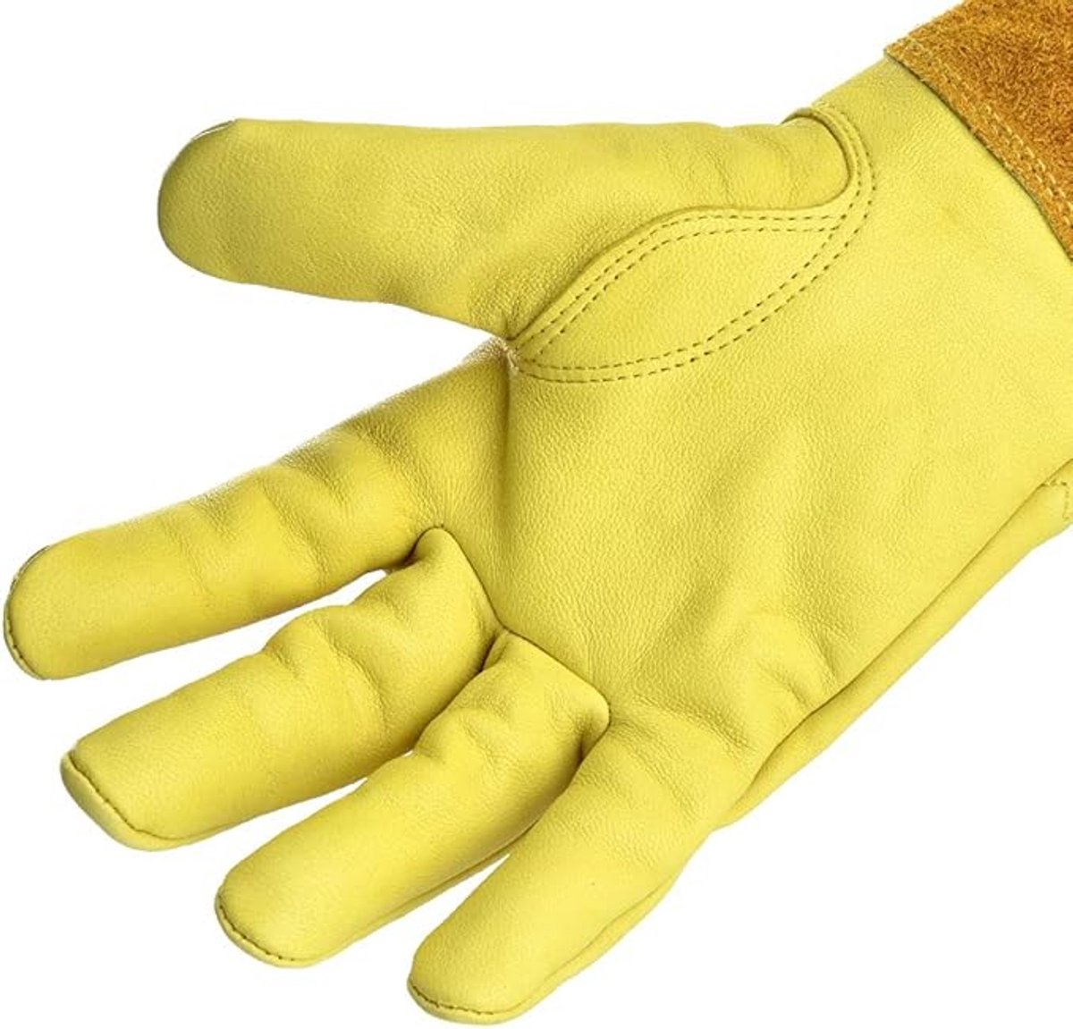 Gardening Gloves - 1 pair - Women/Men - Thorn-Resistant Cowhide Leather rose/blackberry pruning - thorn- and cut-resistant gardening gloves with long leather - Long Forearm Protection - Glove - heavy duty glove - Yellow - Image 5