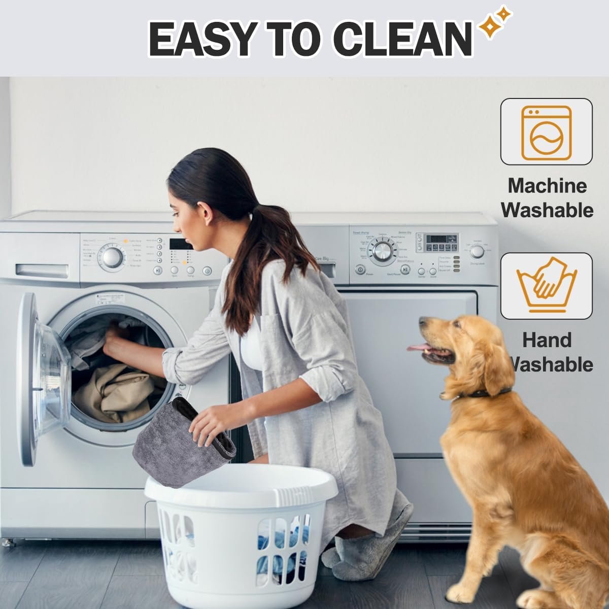 Dog bathrobe - Pet bath towel - Bathrobes for pets - Dog drying coat Bath towel - Dog towel - super absorbent dog towel - with Velcro - adjustable - for large, medium, small dogs - chest circumference 100 cm - grey - L - Image 6
