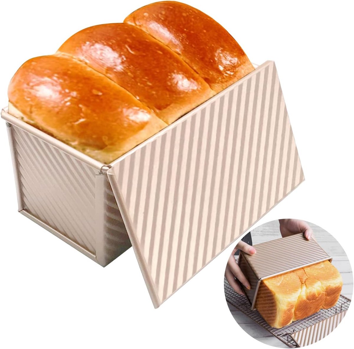 rectangular cake tin - Cake tin - Bread tin with lid - Non-stick Bread Toast Box - Baking Cake tin - baking tin for toast cake - baking tin - bread box - sandwich tin - for baking cakes and making toast - Image 1