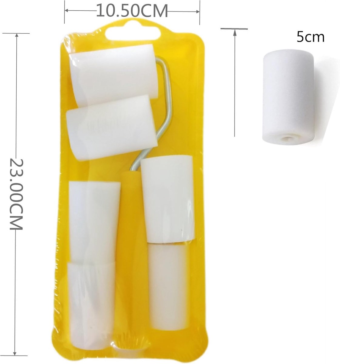Mini paint roller set - Foam paint roller - with refills - high-density foam rollers *6, paint tray and roller handle - small sponge paint roller - for touch-ups and smooth finishes - 20*10*4 cm - yellow - Image 5