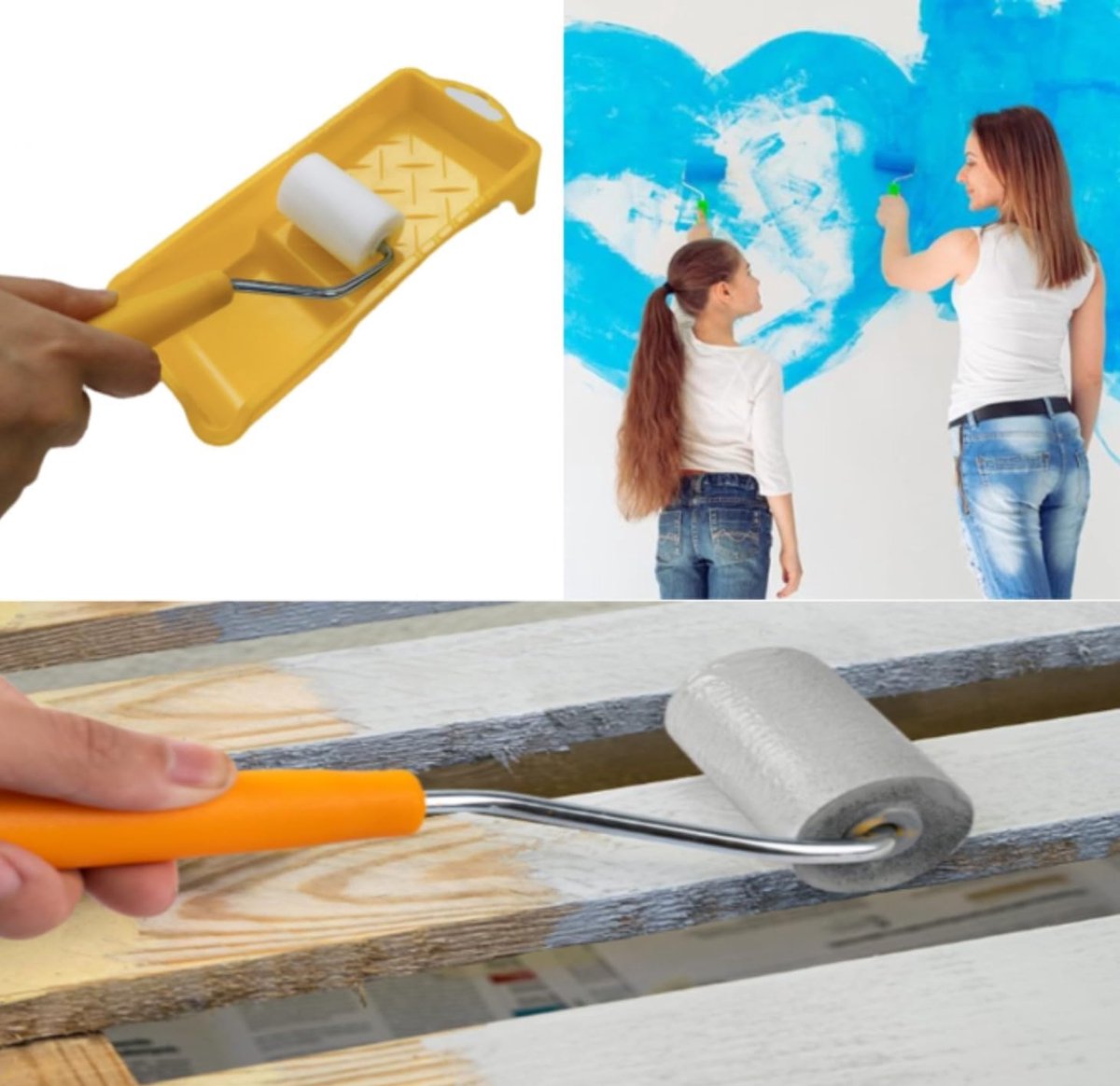 Mini paint roller set - Foam paint roller - with refills - high-density foam rollers *6, paint tray and roller handle - small sponge paint roller - for touch-ups and smooth finishes - 20*10*4 cm - yellow - Image 6