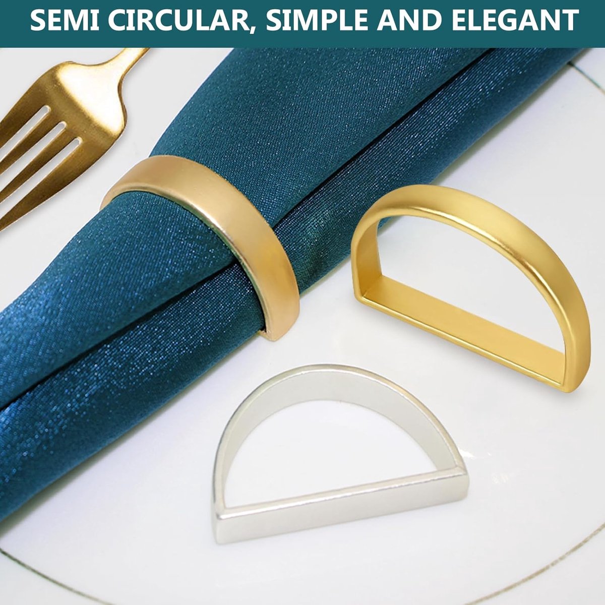 12 pieces napkin rings - gold napkin ring - Napkin rings table decoration - Napkin Ring - Gold Napkin Rings - Silver Napkin Rings - Table Accessories - Table Setting - Table Decoration - for wedding, party, dinner, birthday, table decoration - Image 4