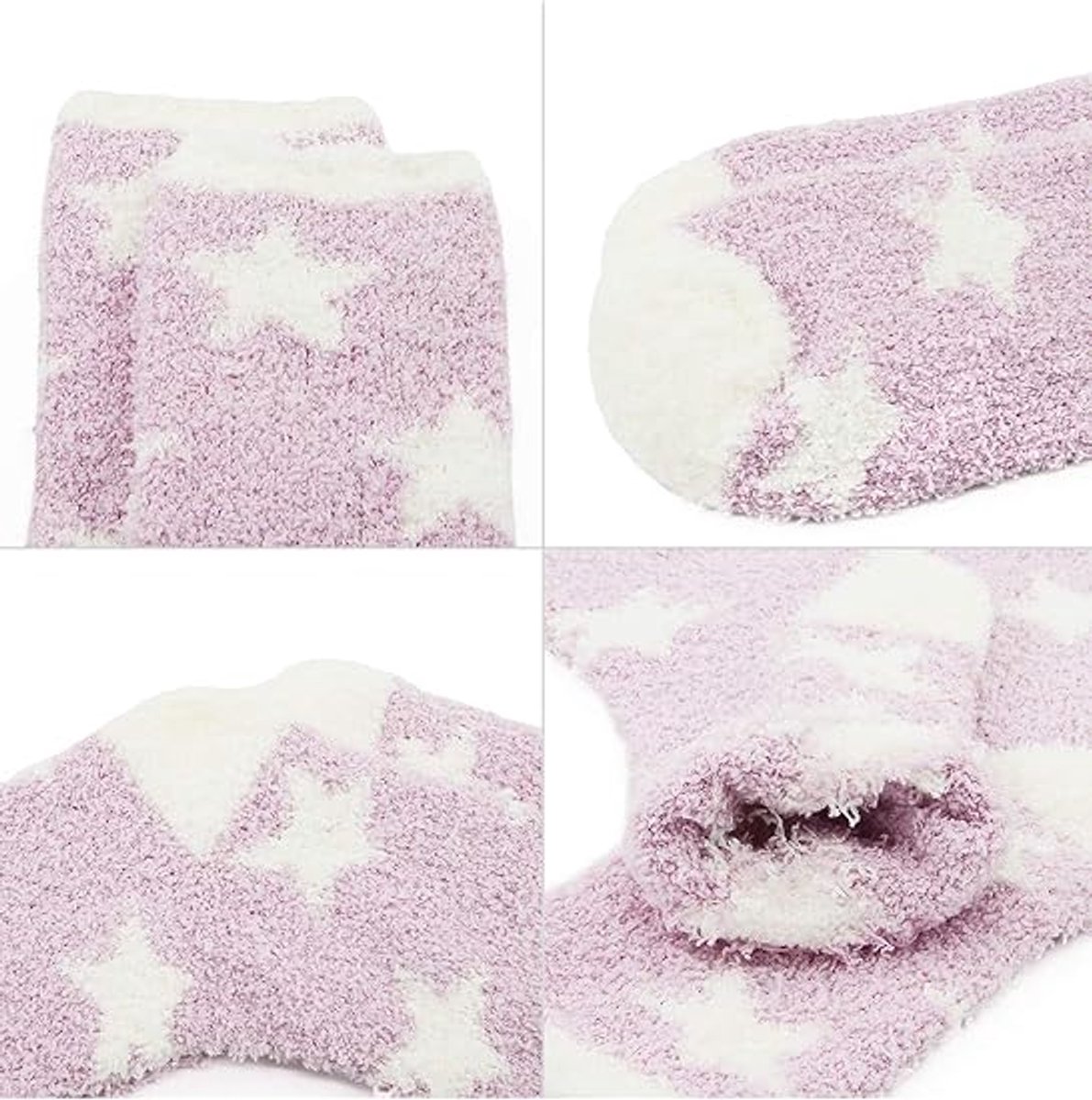 5 Pairs - socks - women's socks - Warm Fuzzy Fleece Socks - Women's House Socks - Star socks - Warm Winter Socks - Fluffy Socks - Sleep Socks - House Socks - Stockings - keep warm - coral fleece - Plush and comfortable - thick plush socks - Image 3