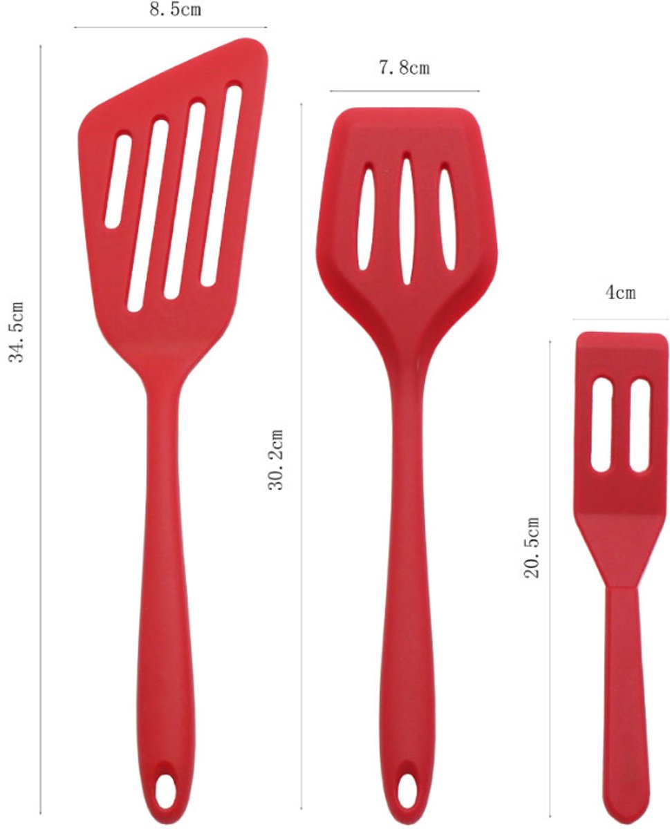3 pieces - spatula - silicone spatula set - silicone cooking spatula - heat-resistant non-stick spatula - kitchen utensils - for baking and stirring - red - Image 3