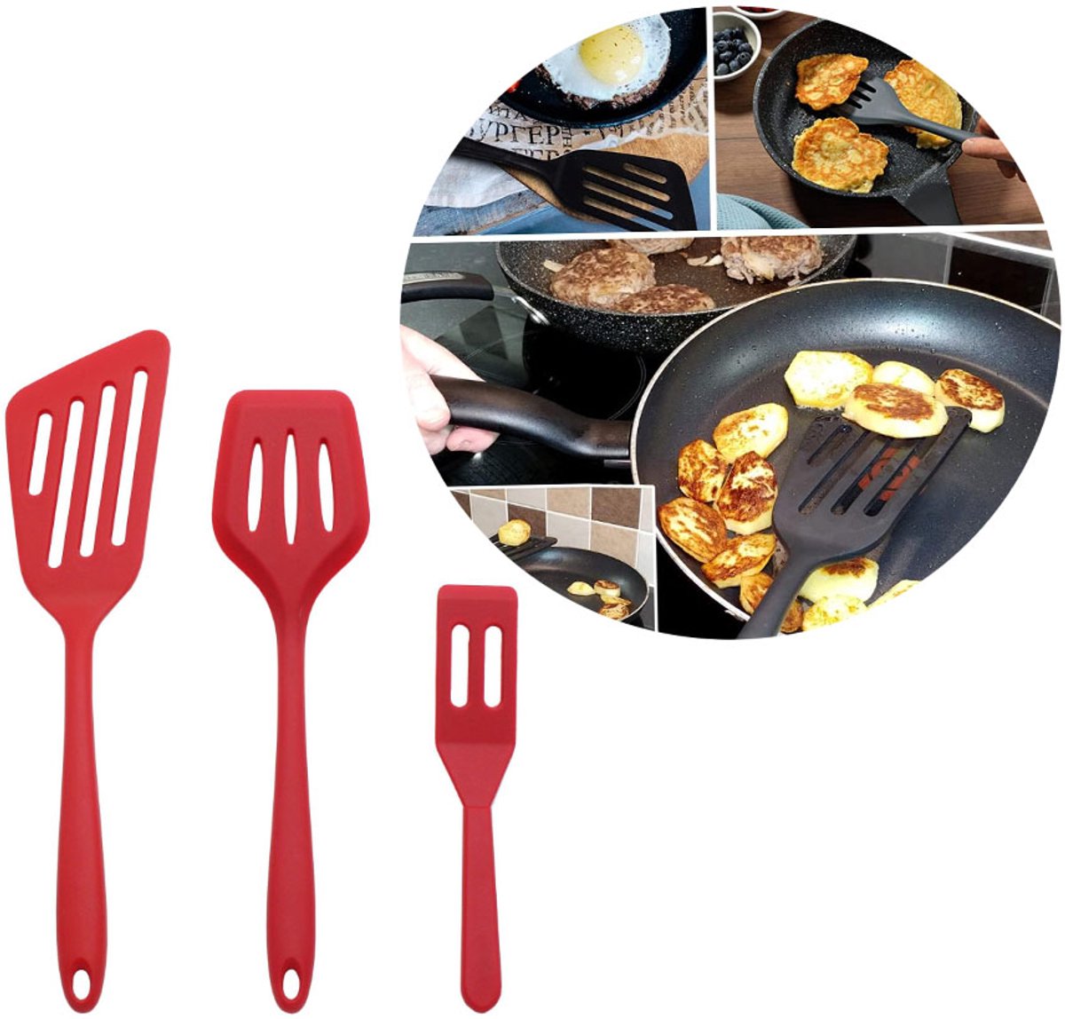 3 pieces - spatula - silicone spatula set - silicone cooking spatula - heat-resistant non-stick spatula - kitchen utensils - for baking and stirring - red - Image 6