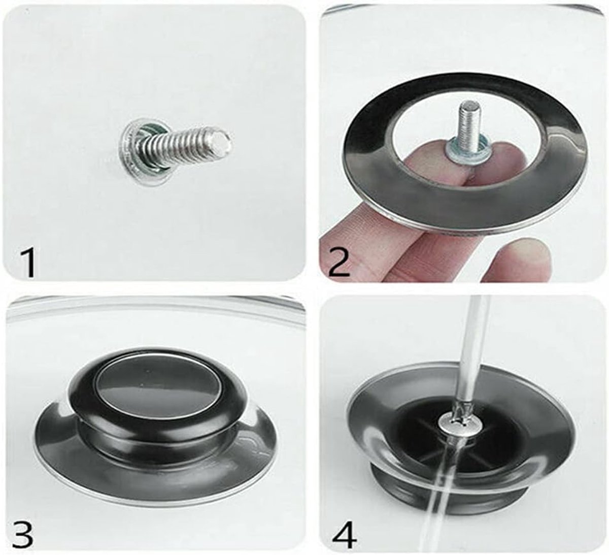 Pot Lid Knob - 8 Pieces - Universal Kitchen Knobs - Lid Knob - 5-12mm Universal - Stainless Steel - Lid Handle - Lid Knob - Pan Lid Holding Handle - Saucepan Lid Knobs - Kitchen Cookware Knob - Anti-Burn Knob - Image 5