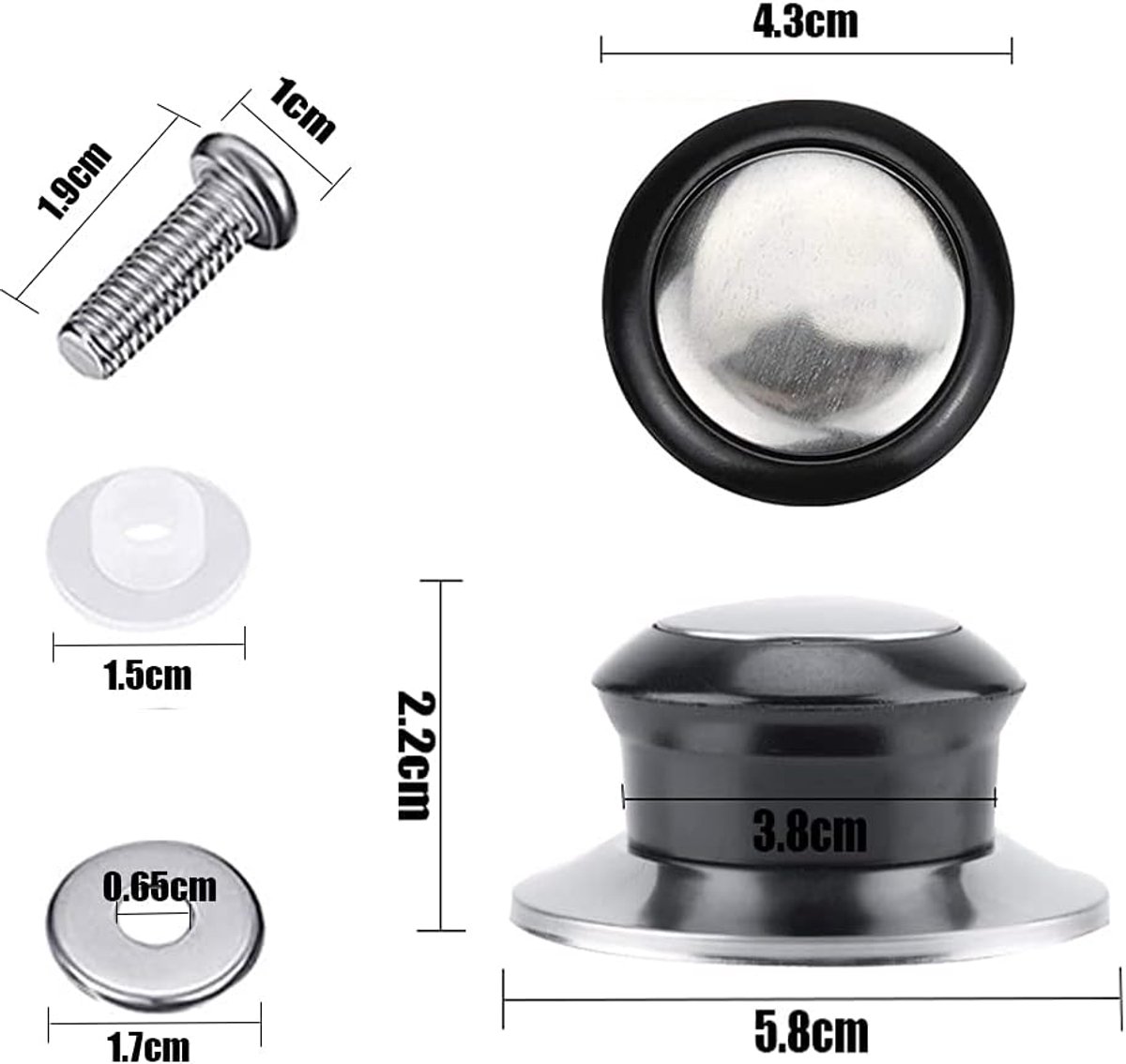Pot Lid Knob - 8 Pieces - Universal Kitchen Knobs - Lid Knob - 5-12mm Universal - Stainless Steel - Lid Handle - Lid Knob - Pan Lid Holding Handle - Saucepan Lid Knobs - Kitchen Cookware Knob - Anti-Burn Knob - Image 6