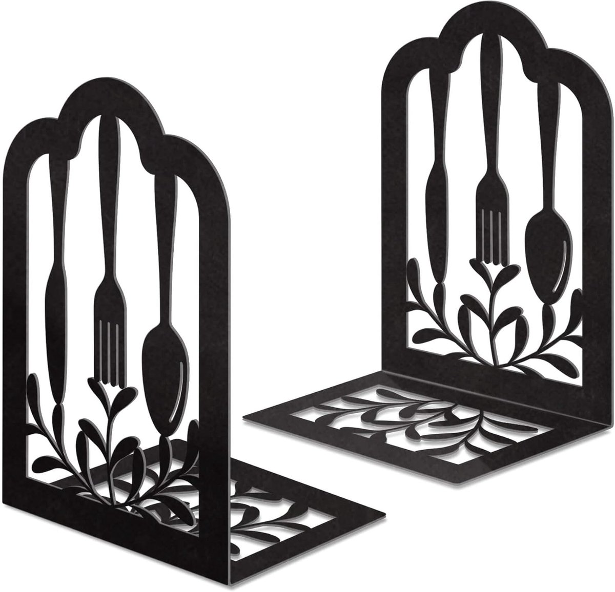 2 Pieces Bookends - bookends - Metal Book Stand - Book Holder - Shelf Organizer - Book Support - Bookshelf - Magazine Holder Book Support - Reading Tray - Magazine Rack - for library, office, school - Black - Image 1