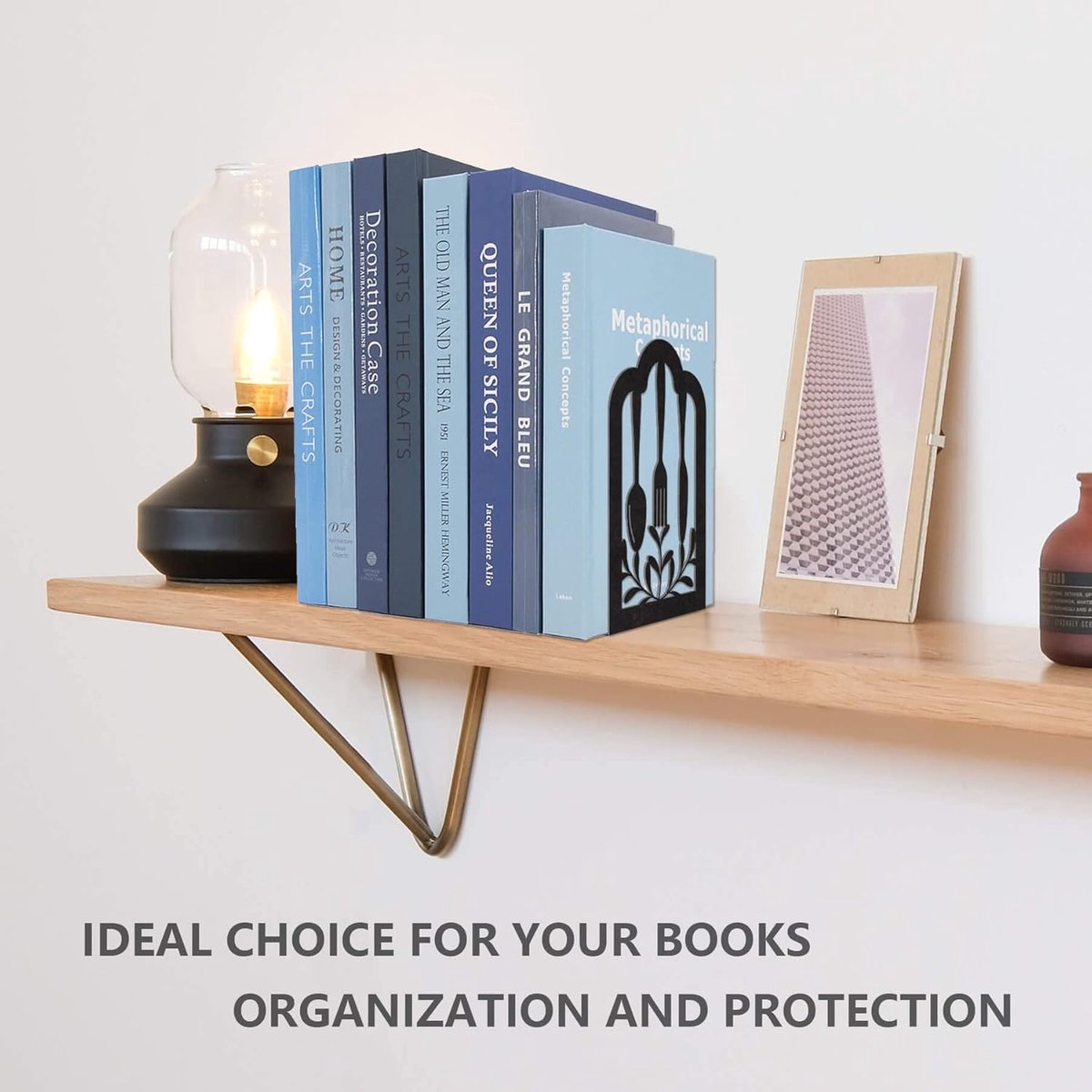 2 Pieces Bookends - bookends - Metal Book Stand - Book Holder - Shelf Organizer - Book Support - Bookshelf - Magazine Holder Book Support - Reading Tray - Magazine Rack - for library, office, school - Black - Image 5