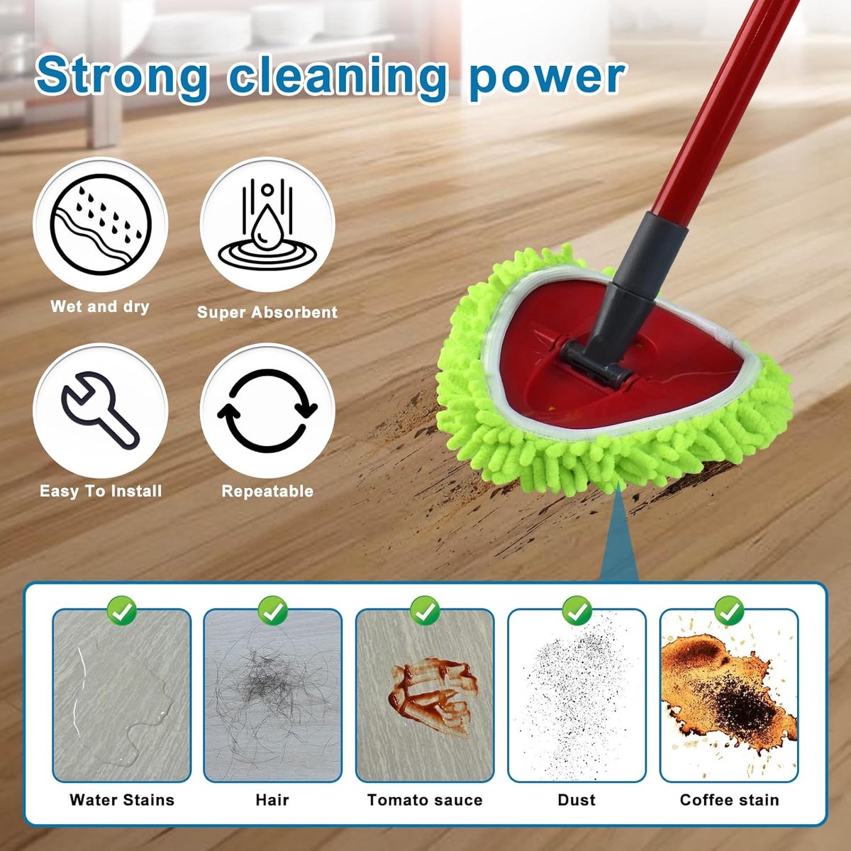 3-piece mop pad replacement suitable for O Cedar, suitable for Ocedar Easywring spin mops - microfiber chenille mop pads for Ocedar spin mops - mop head replacement - replacement mop pads - machine washable, reusable, easy to install - Image 2