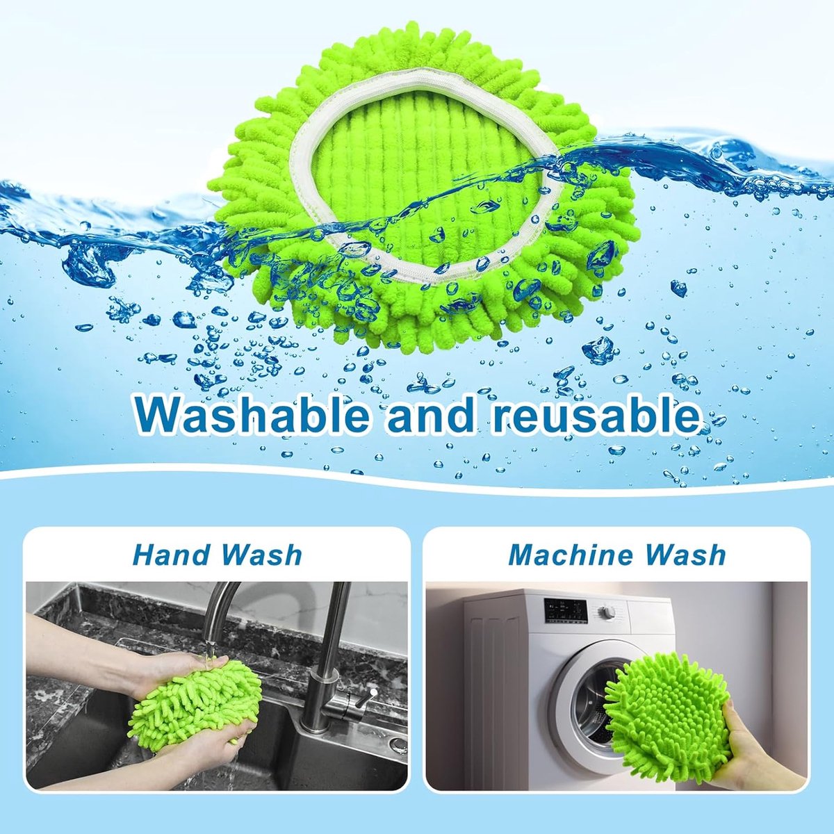 3-piece mop pad replacement suitable for O Cedar, suitable for Ocedar Easywring spin mops - microfiber chenille mop pads for Ocedar spin mops - mop head replacement - replacement mop pads - machine washable, reusable, easy to install - Image 3