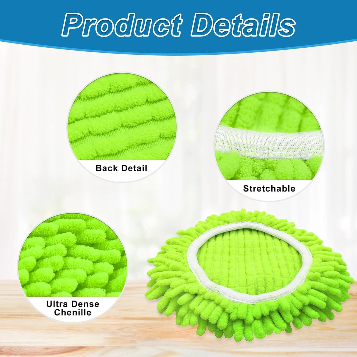 3-piece mop pad replacement suitable for O Cedar, suitable for Ocedar Easywring spin mops - microfiber chenille mop pads for Ocedar spin mops - mop head replacement - replacement mop pads - machine washable, reusable, easy to install - Image 5