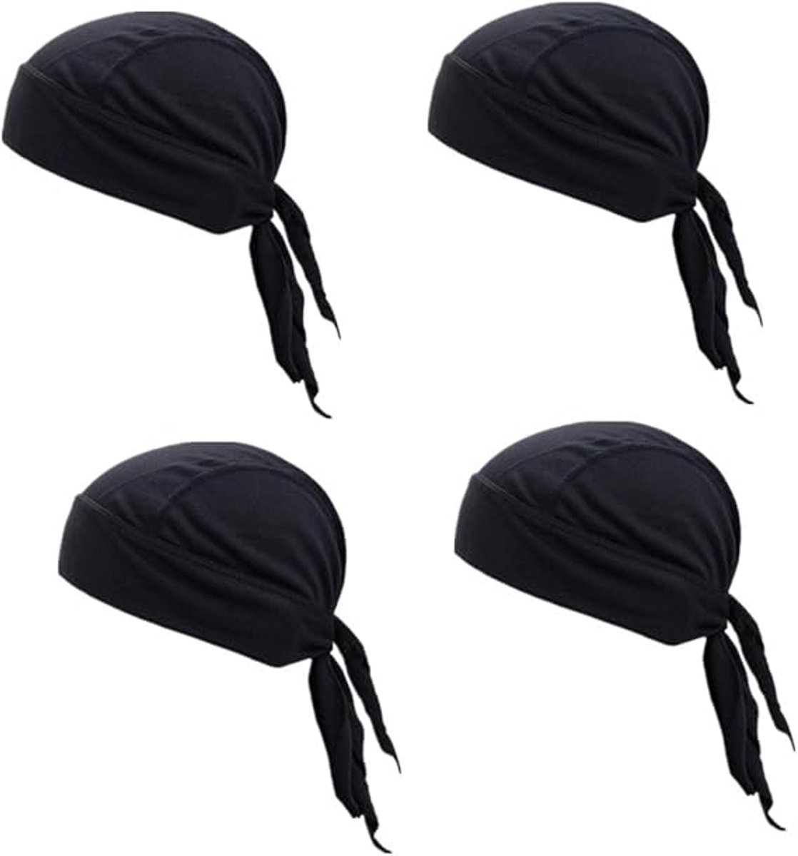 4 pieces - Cycling Cap - Frost Cap - Cycling Headscarf - Skullcap - Sweat-Wicking Beanie - Beanie - Headband - Quick-Drying Pirate Hat - Outdoor Beanie - Hip Hop Hat - Motorcycle Headscarf - Sweat-Wicking Skull Caps - Bandana for Men & Women - Black - Image 1