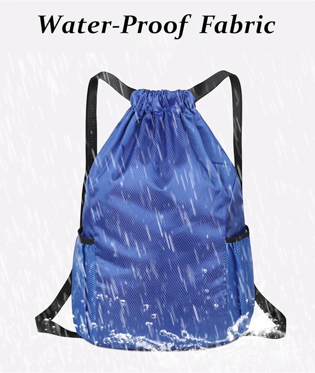 47*38*18cm - Drawstring bag - Drawstring backpack - large unisex sports backpack - with drawstring - gym bag - with two side pockets - backpack - sports bag - waterproof Oxford fabric backpack - waterproof travel bag - for beach, school, travel, outdoor s - Image 3
