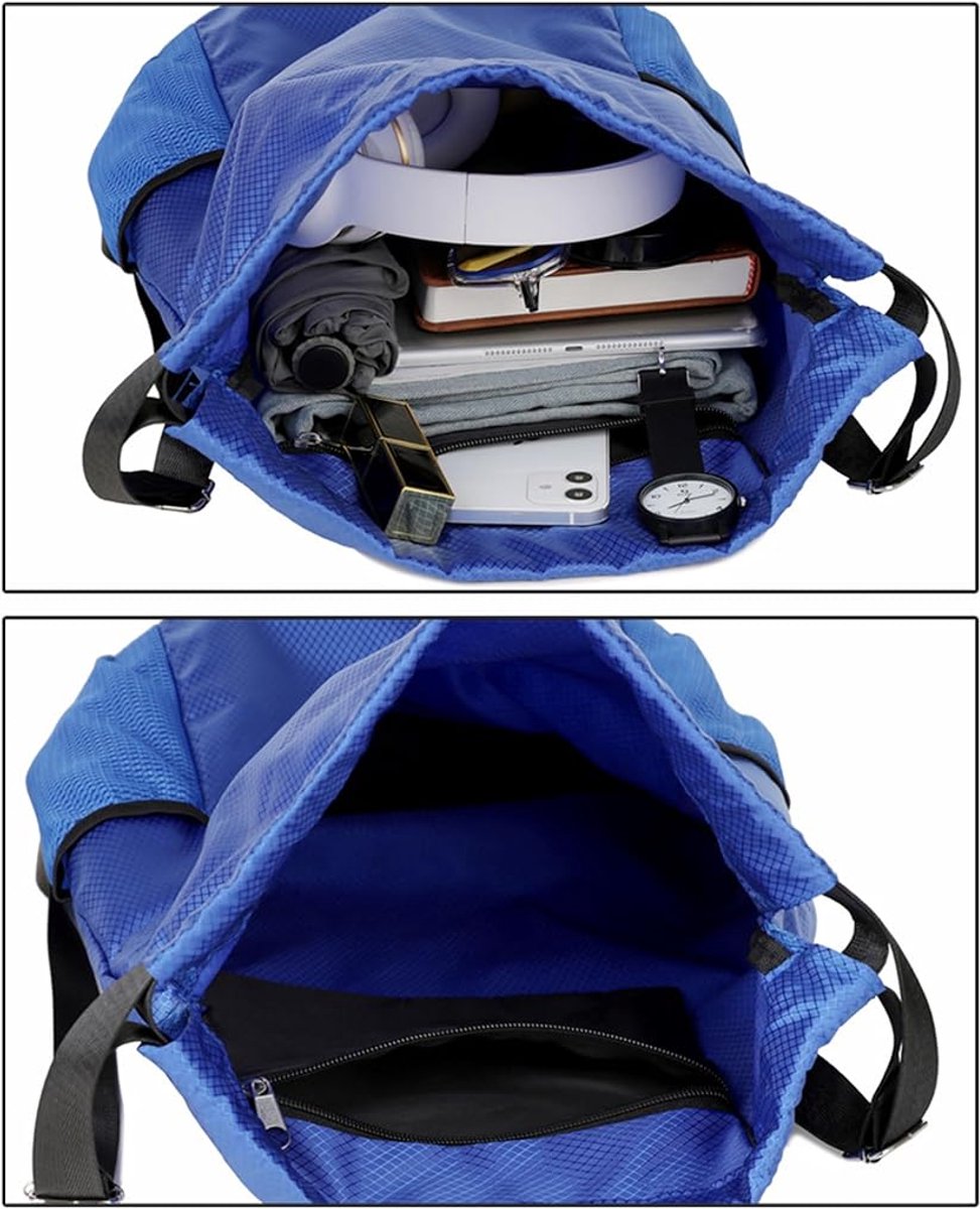 47*38*18cm - Drawstring bag - Drawstring backpack - large unisex sports backpack - with drawstring - gym bag - with two side pockets - backpack - sports bag - waterproof Oxford fabric backpack - waterproof travel bag - for beach, school, travel, outdoor s - Image 5